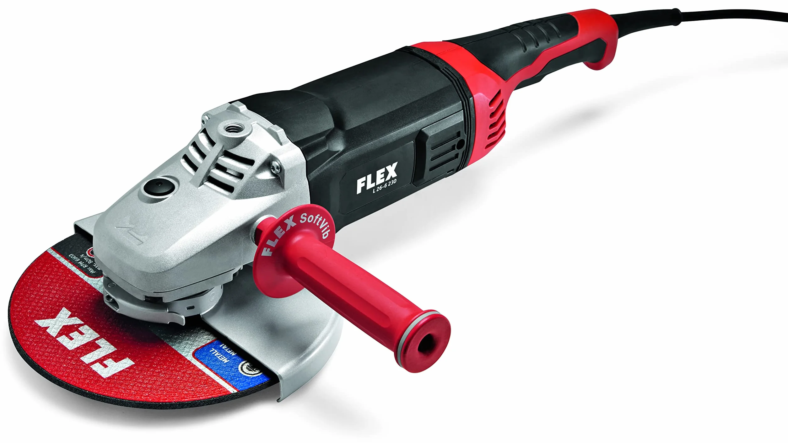 Flex Szlifierka kątowa L 26-6 230 (230 mm, prędkość obrotowa biegu jałowego 6500 obr/min, pobór mocy 2600 W, uchwyt narzędziowy M14, blokada wrzeciona, L 26-6 230 230/CEE, wielokolorowa