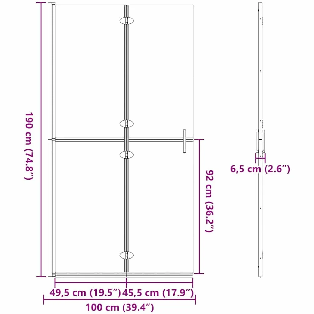 Ścianka prysznicowa Walk-In Gold 100 x 6,5 x 190 cm wykonana z aluminium i szkła hartowanego, składana, do łazienki, ochrona przed pryskaniem do prysznica bez barier i nowoczesna renowacja