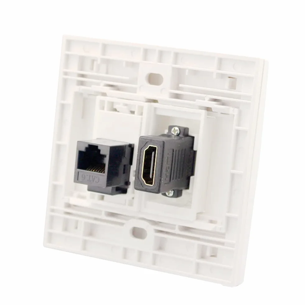 Gniazdo sieciowe CAT6 Gigabit Ethernet RJ45 LAN 86x86 mm czarne