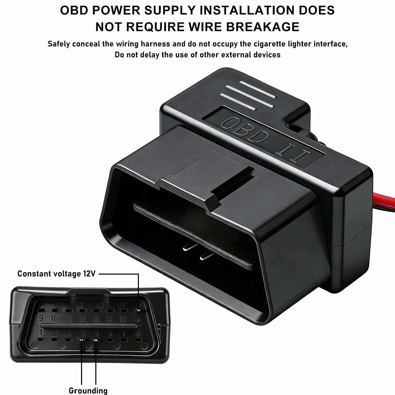 Aicharynic Dash Cam Hardwire Kit, kabel OBD do USB C 2 V-24 V do 5 V, ochrona przed zbyt niskim napięciem