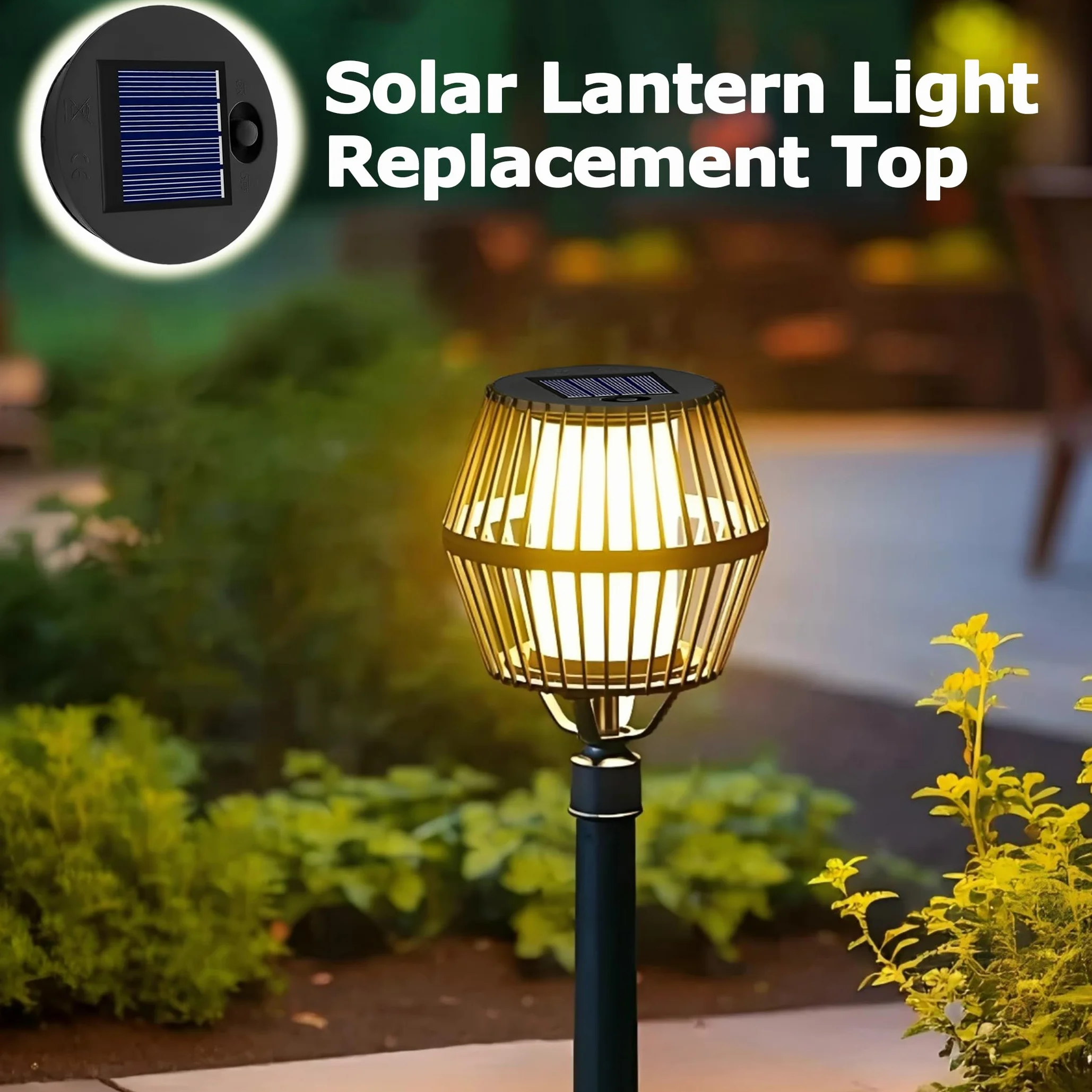 Wymienna górna część lampy solarnej 7 cm do lampionów zewnętrznych, 1,2 V 600 mAh, wodoodporność IP44 z ciepłym światłem, wymienna górna jednostka solarna LED do zewnętrznej lampy ogrodowej, 4 szt