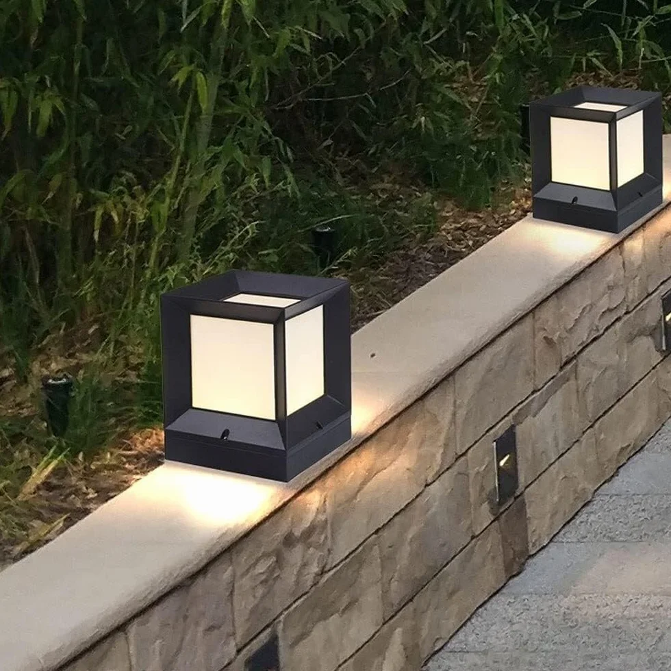 światło Słupka Nowoczesna Zewnętrzna Lampa Słupkowa Wodoodporna Lampa Tarasowa ABS Akrylowa Lampa Ogrodowa Słupkowa Oświetlenie Ogrodowe Na Podwórko Lampy Solarne(20x20x26cm)
