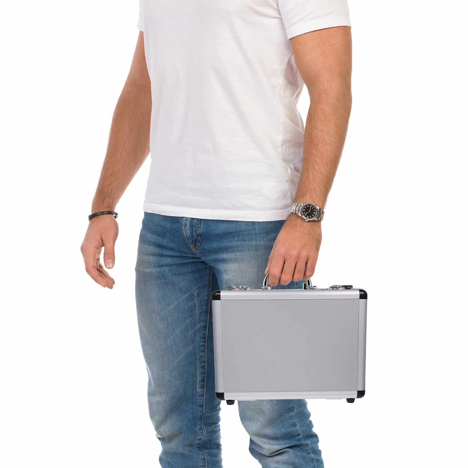 Przenośna walizka narzędziowa z zamkiem szyfrowym, aluminiowa skrzynka do przechowywania narzędzi 320x230x110mm, srebrna, wytrzymała i łatwa w czyszczeniu, organizer do domu i warsztatu