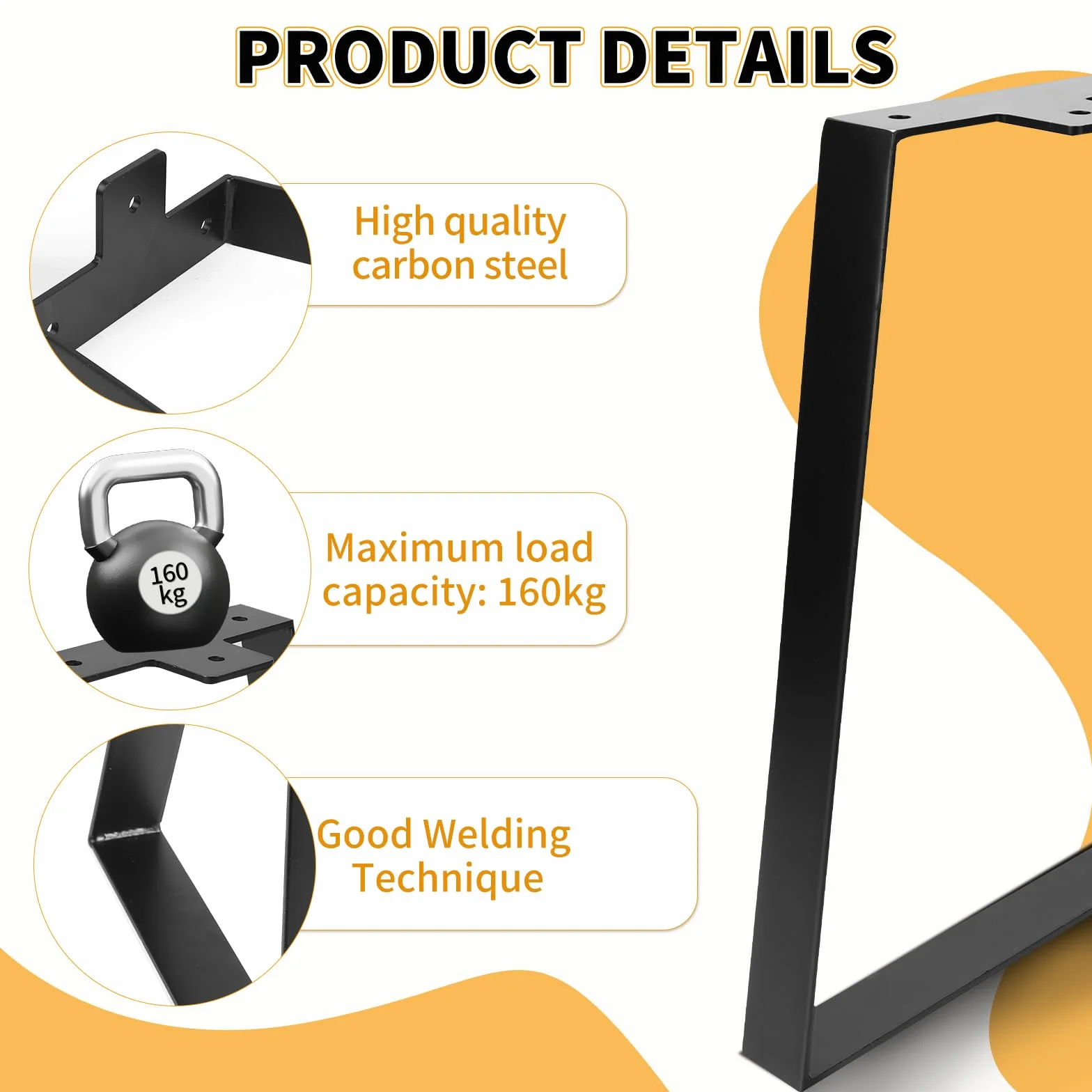 DBREAKS 35 cm trapezowe nogi stołowe, czarne trapezowe nogi stołowe, metalowe nóżki meblowe, rama stołu, prowadnice stołu ze śrubami, prowadnice meblowe do samodzielnego wykonania stolika kawowego