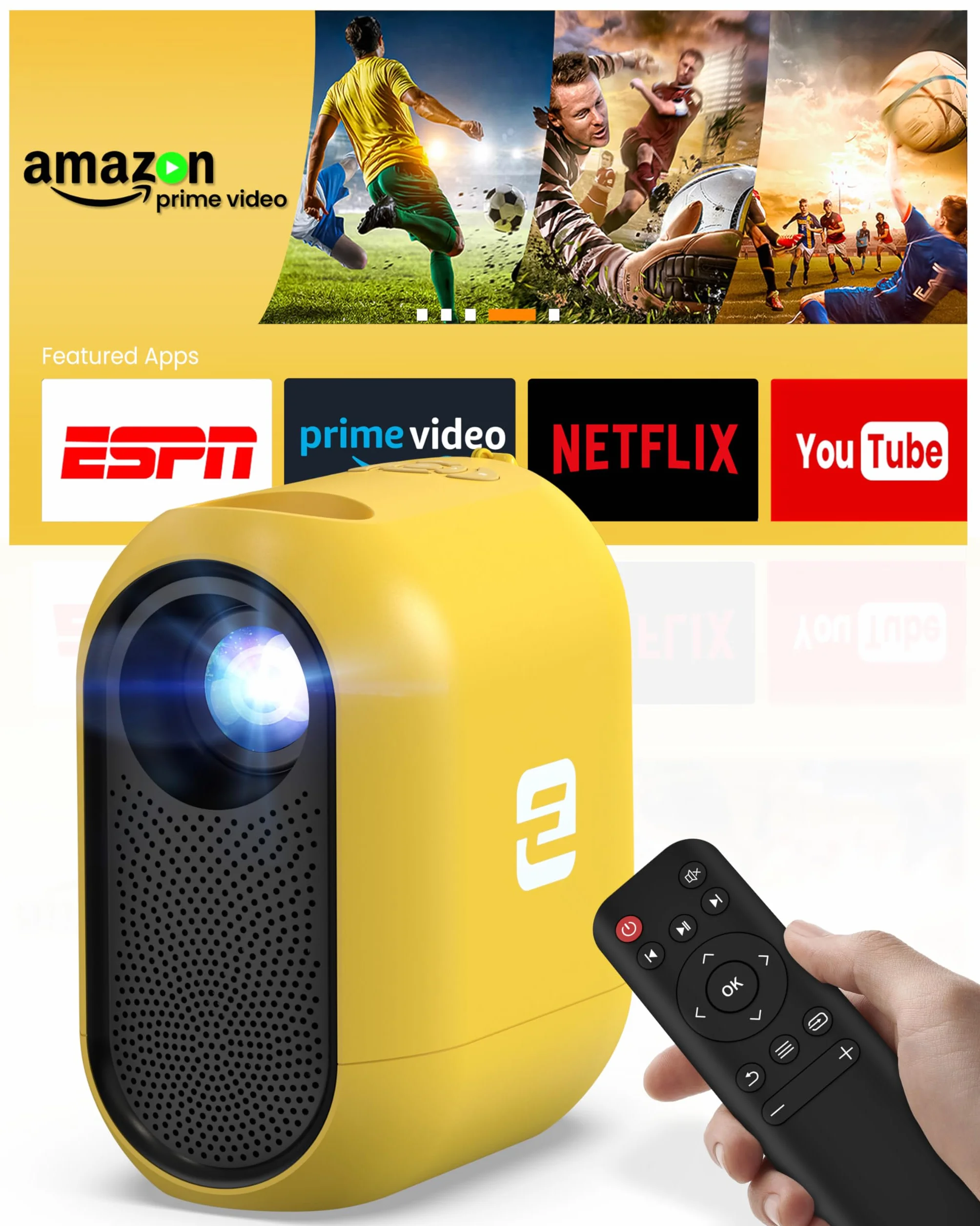 ETOE D1 EVO mini rzutnik Android 9.0 projektor 5G WLAN Bluetooth korekcja trapezu HDMI
