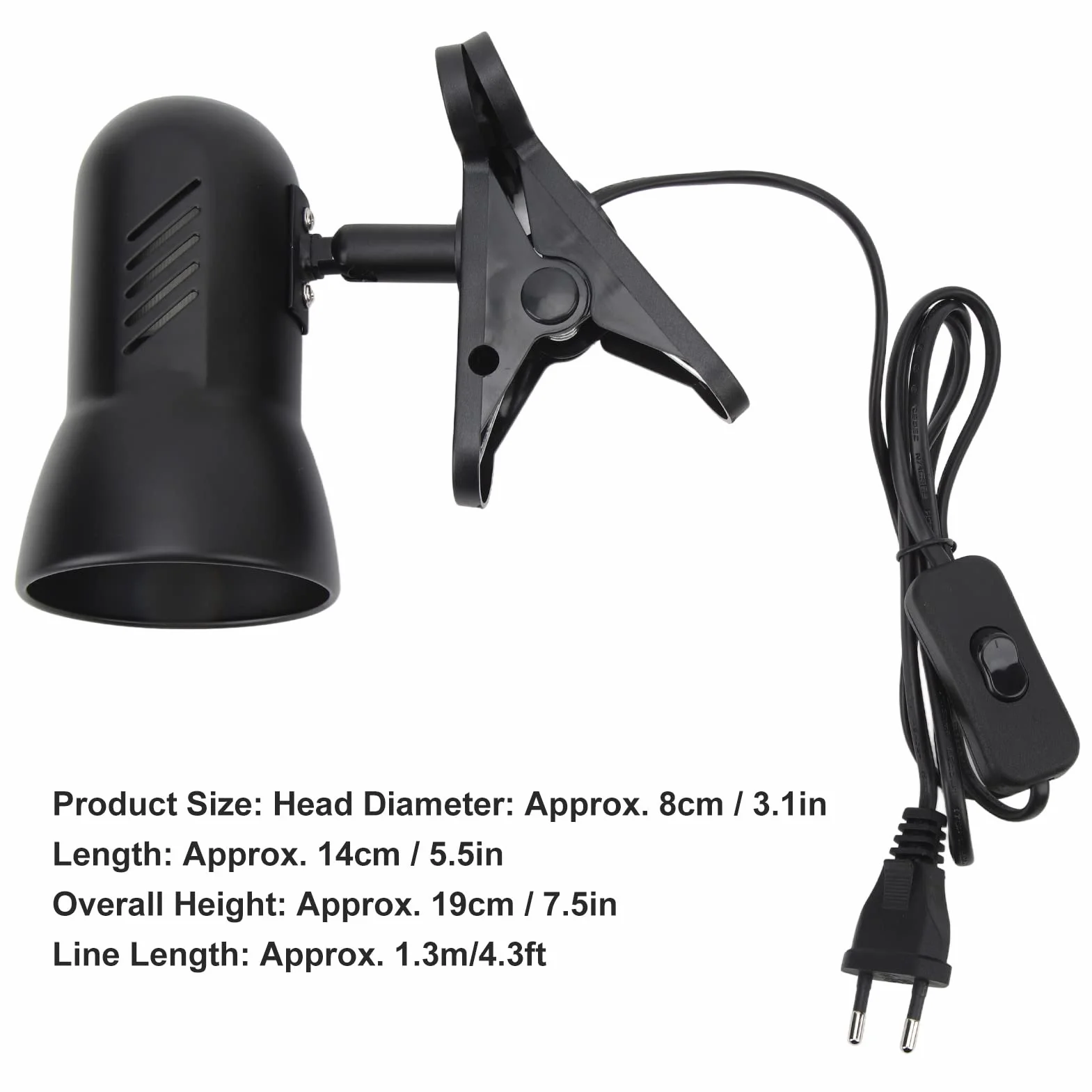 Lampa Zaciskowa, Lampa Zaciskowa LED Obrotowa Głowica 360 Stopni Wtyczka UE Standardowa Podstawa E27 85-265 V Długość Przewodu 4,3 Stopy Do Domu