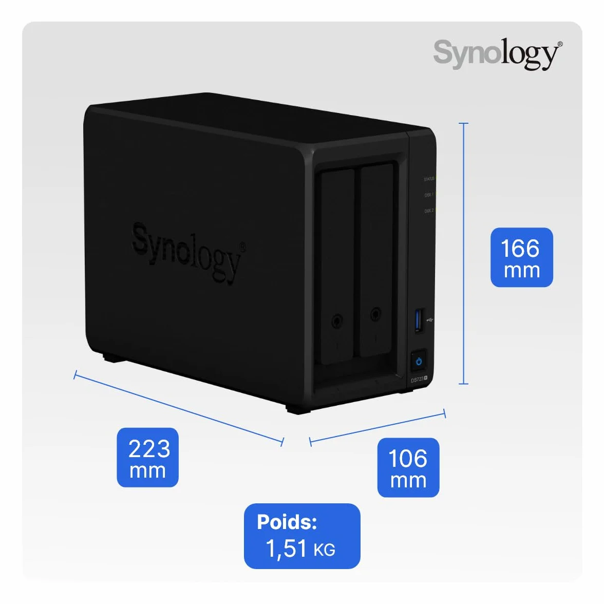 Synology DS723+ Serwer NAS 2 GB Czarny