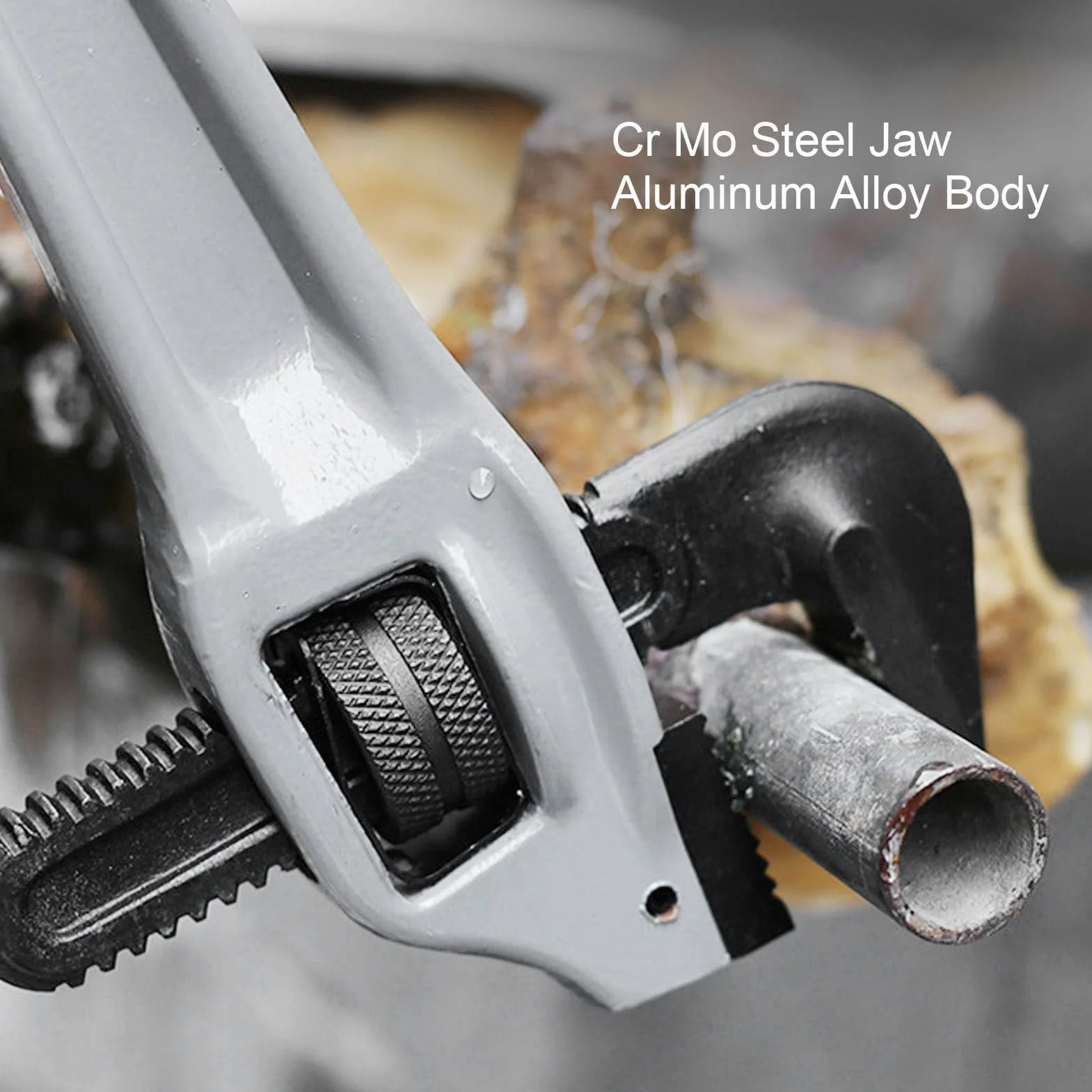 Ausla Klucz do Rur Wytrzymały Aluminiowy Klucz Hydrauliczny 24 Cale z kutą szczęką ze Stali Cr Mo Płynna Regulacja Antypoślizgowe Zęby dla Hydraulików Naprawa Rur (24 cale)