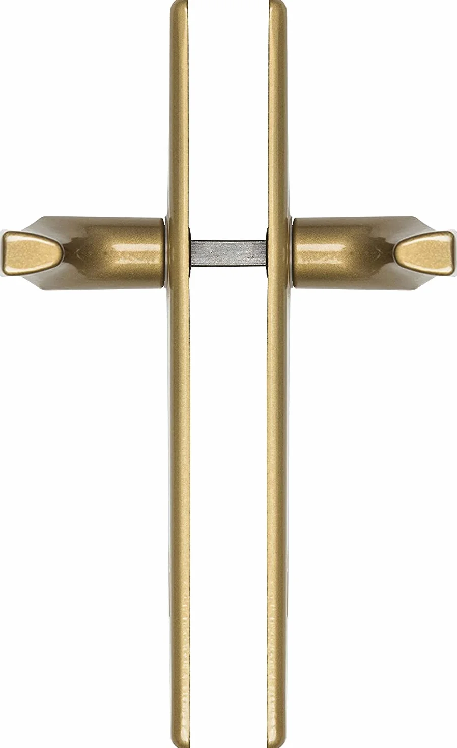 ADGO Klamka Drzwiowa Zestaw Klamek Prawa i Lewa do Drzwi na Klucz 90 mm Prostokątna, Klamka Aluminiowa do Wąskiego Zamka, Szyld Stalowy Malowana Proszkowo Ocynkowana, Złota, 1 sztuka