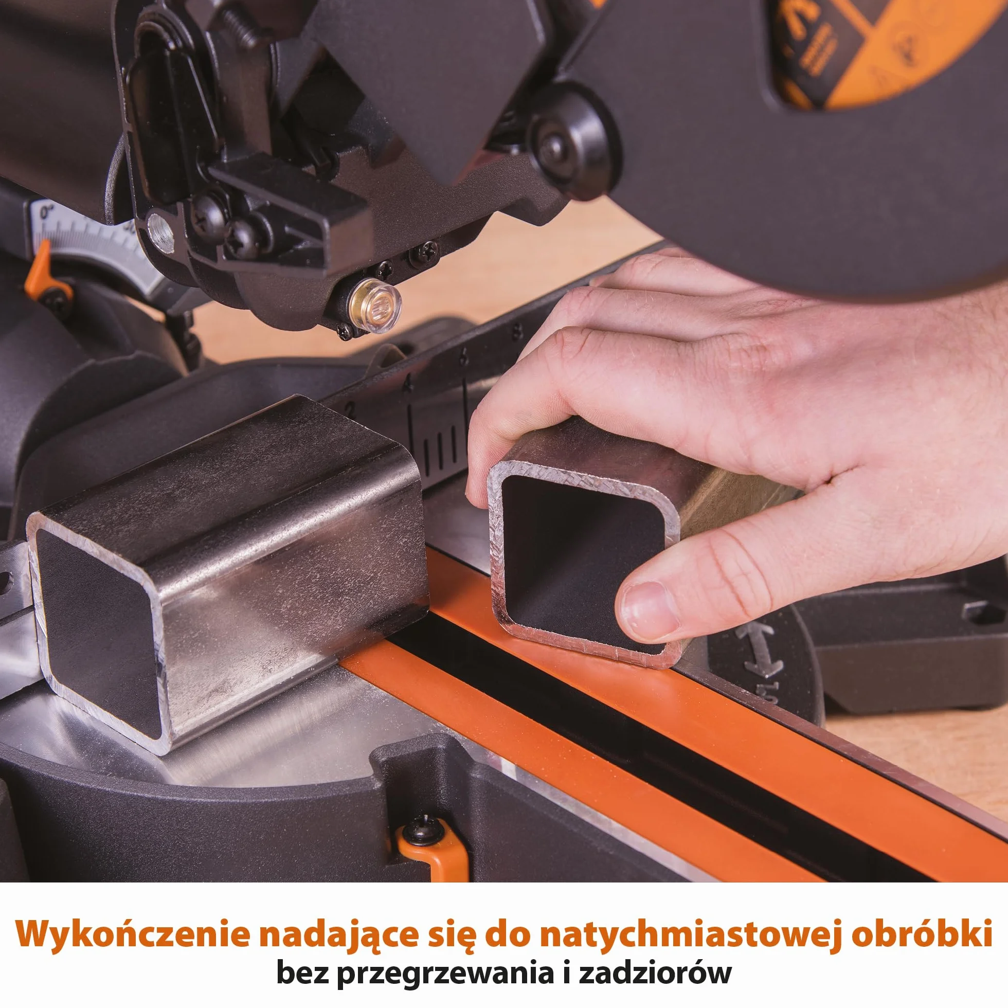 Evolution Power Tools Przesuwna ukośnica do cięć złożonych Plus R210SMS+ – w zestawie tarcza do różnych materiałów, tnie drewno, metal, plastik i inne, cięcie z nachyleniem i ukośne, 210 mm (230 V)