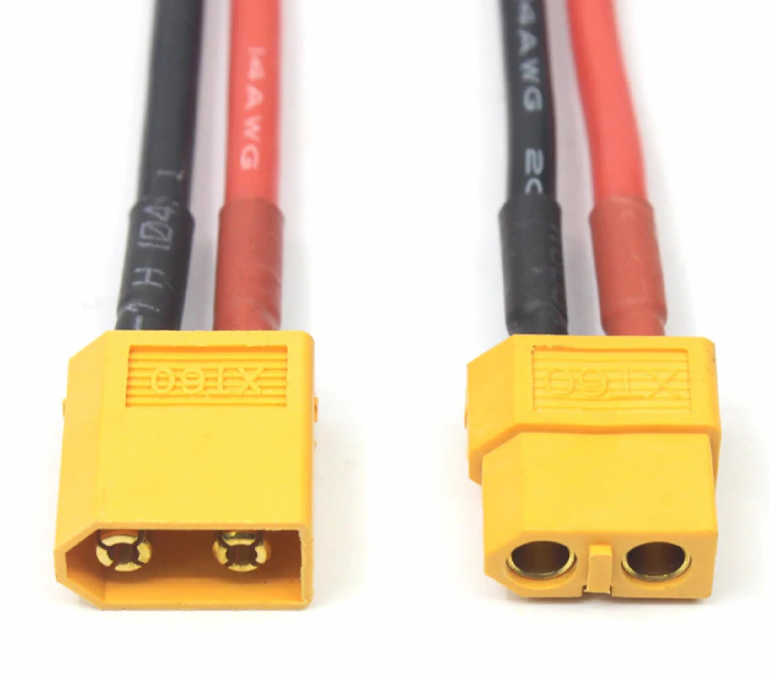 Przedłużacz XT60 męski na żeński 20 cm 14AWG złoty kabel do akumulatora Lipo