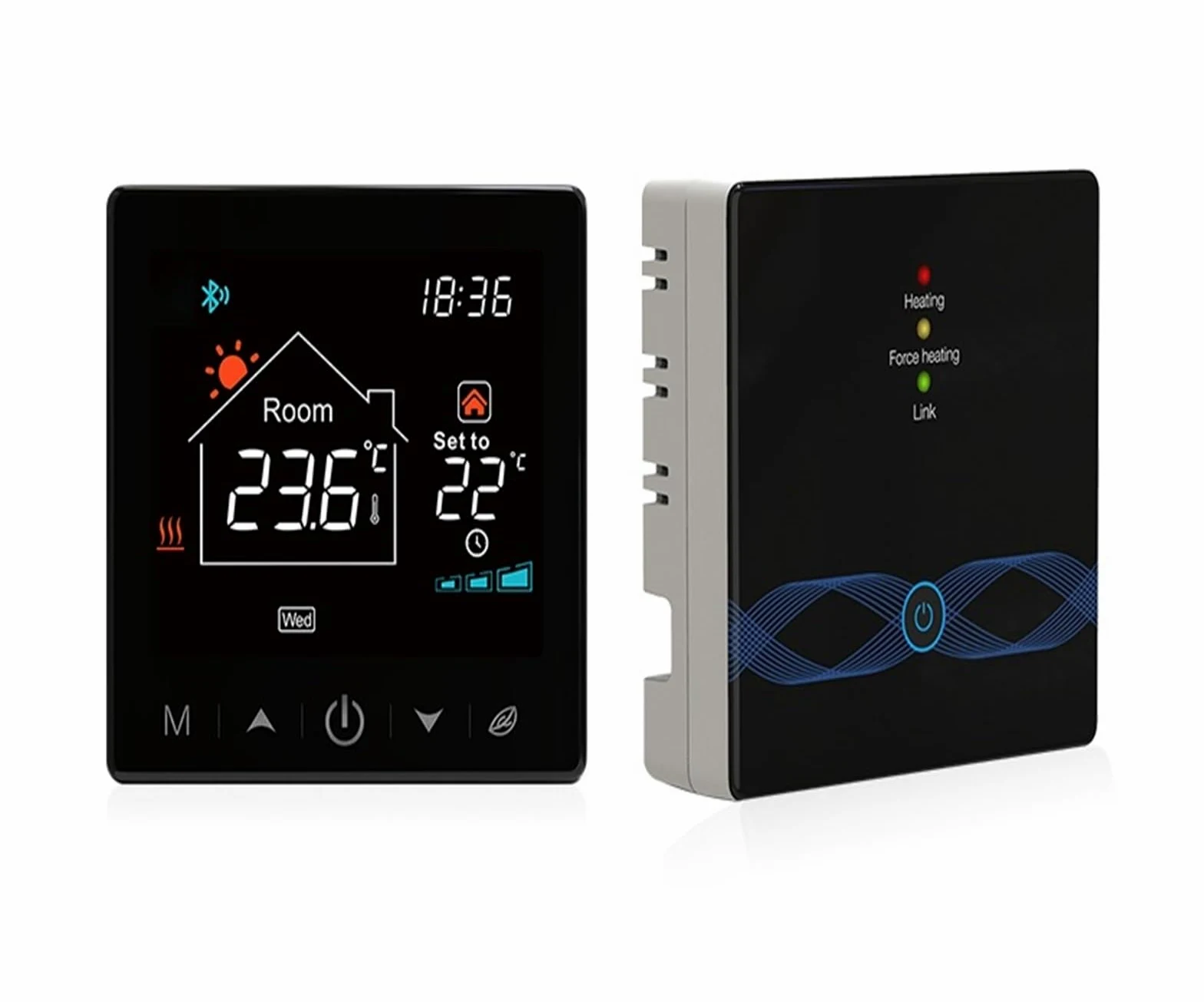 Inteligentny termostat, Bezprzewodowy programowalny cyfrowy intelintny termostat Tuya Wi-Fi regulator temperatury kotła gazowego do sterowania ogrzewaniem w domu dla domu, hotelu(Black-Temperature con