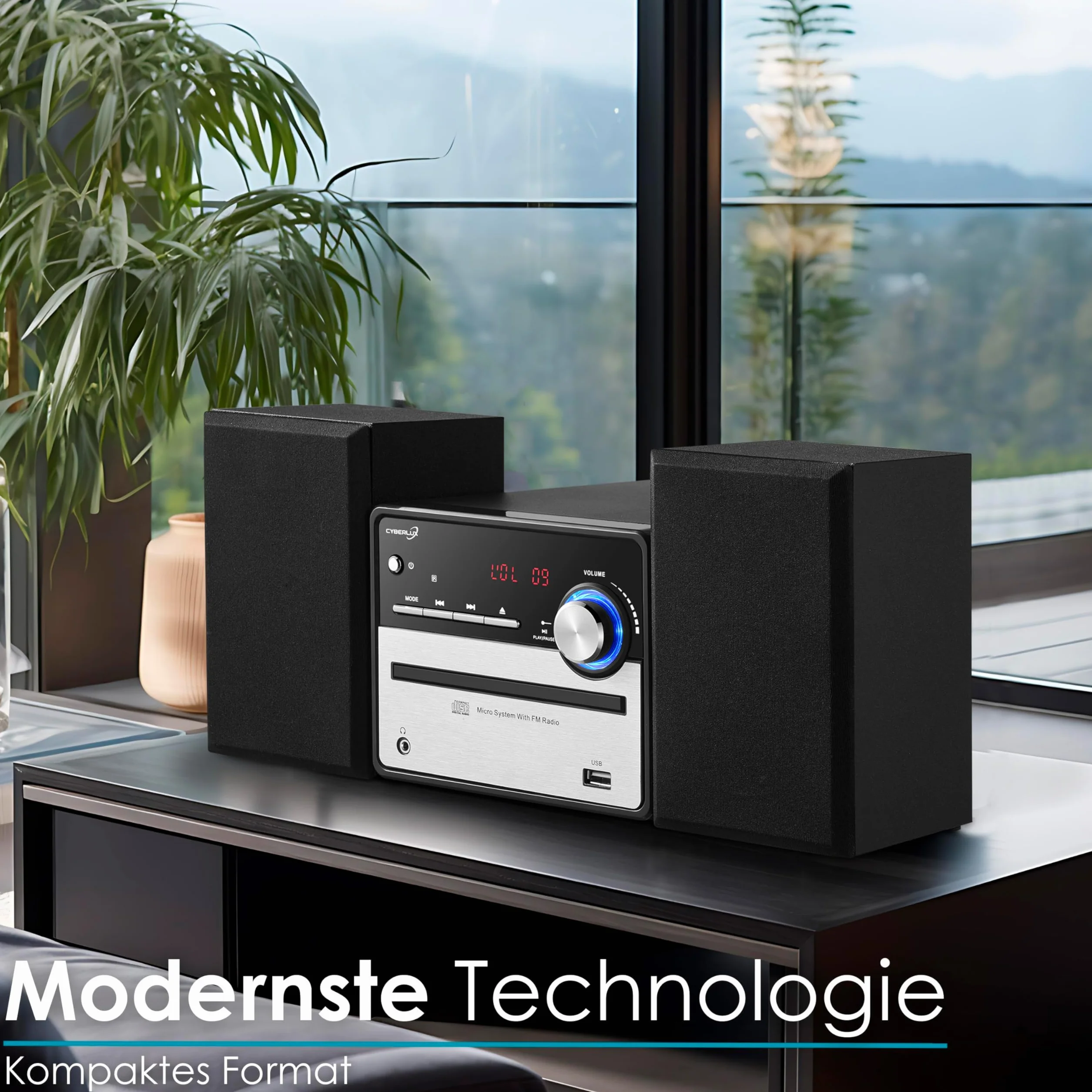 Retro zestaw muzyczny HiFi stereo wieża z głośnikami CD MP3 radio FM USB LED