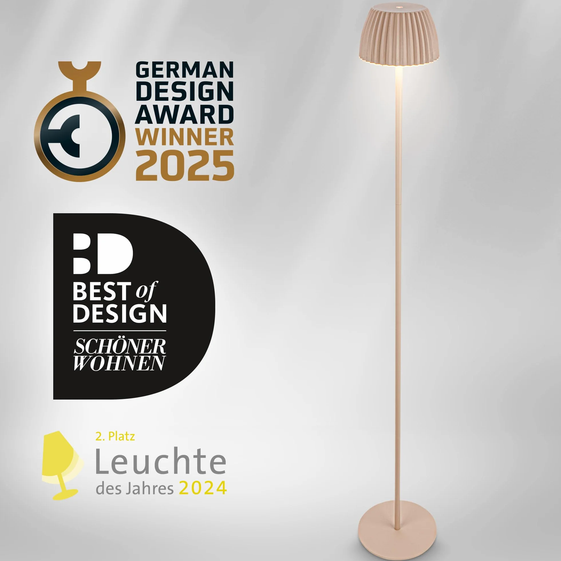 BRILONER - Riffle lampa stojąca LED, bezprzewodowa, IP44, dotykowa, możliwość ściemniania, funkcja pamięci, wymienna bateria, lampa stojąca na baterie, lampa do czytania, lampa do salonu, niemiecki