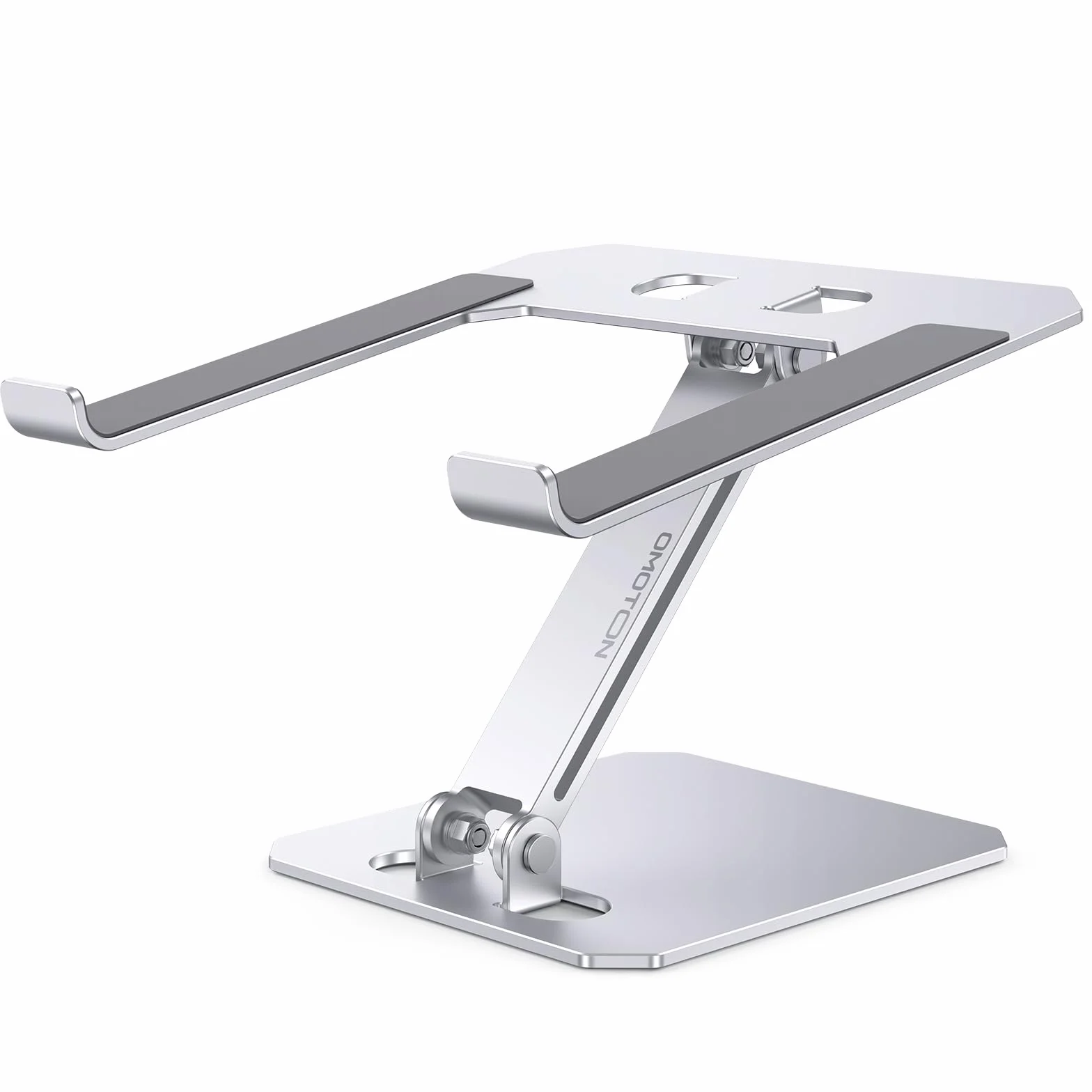 OMOTON Regulowany stojak na laptopa aluminiowy składany z gniazdem ciepła kompatybilny MacBook Air Pro 10-16" srebrny