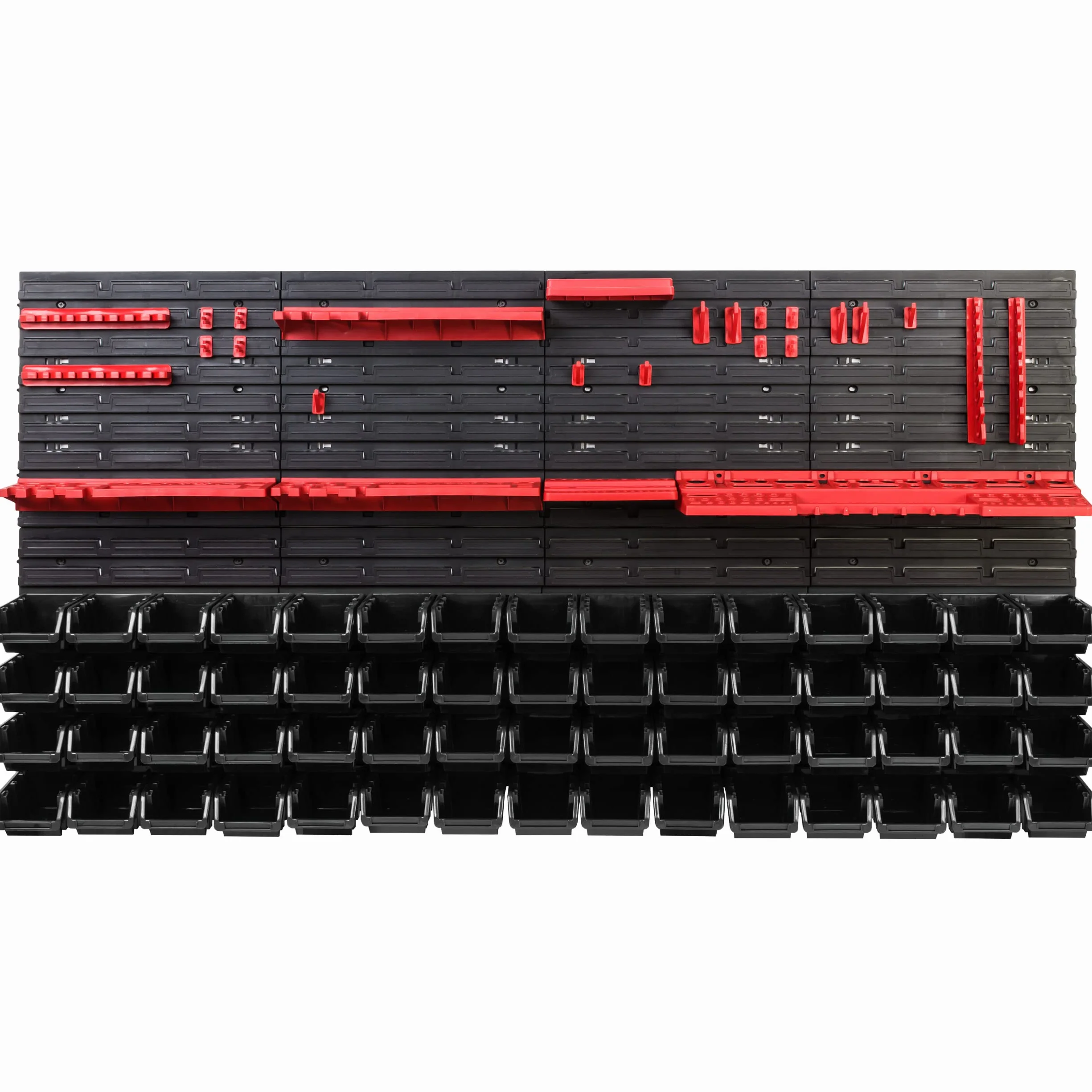 System magazynowy regał warsztatowy | 156 x 78 cm | 60 szt. pudełko | regał ścienny z uchwytami narzędziowymi i pojemnikami do układania - płyty ścienne ekstra mocny regał magazynowy regał garażowy