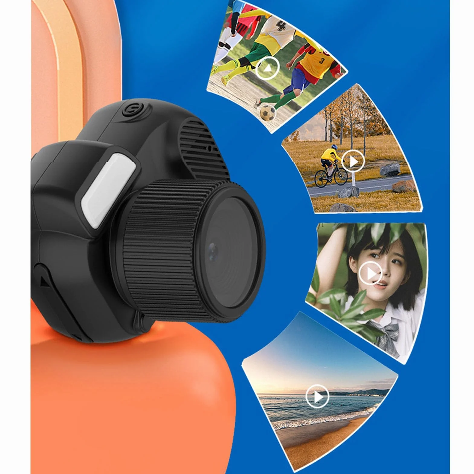 Aparat Cyfrowy 2 MP dla Początkujących, Mini Kamera Wideo 1080P, Mała Kieszonkowa Kamera z Kolorowym Ekranem, Pasek na Nadgarstek, Czas Pracy Baterii 100 Minut dla Nastolatków,
