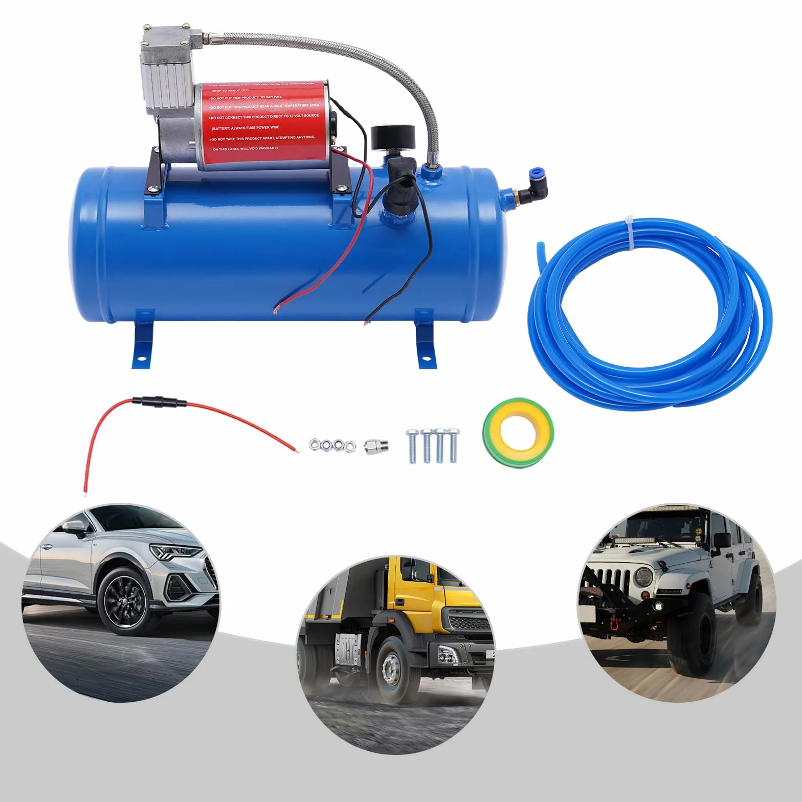 Sprężarka powietrza, DSYOGX 150 Psi kompresor mały, DC 12 V, 23 A, sprężarka wysokociśnieniowa z wężem 3,8 m, do opon samochodowych, motoryzacyjnych, rowerów, piłek, 38 x 14 x 30 cm