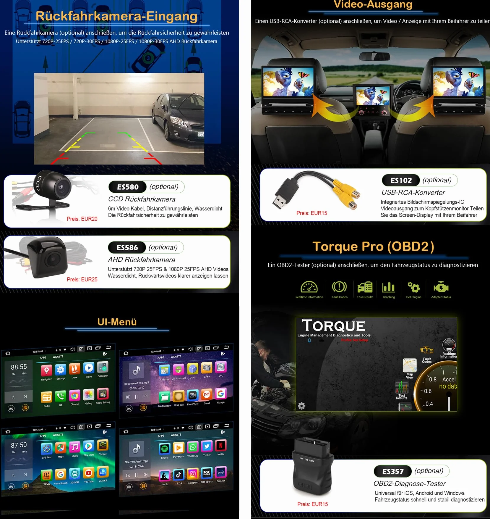 Erisin Radio samochodowe 7" z systemem Android 13, 8 rdzeni, 4 GB + 64 GB, z nawigacją GPS, do VW Passat B5, Polo, Jetta, Sharan, Golf 4 T5, Ibiza, Superb, Seat, Peugeot 307, DAB+, CarPlay, Android