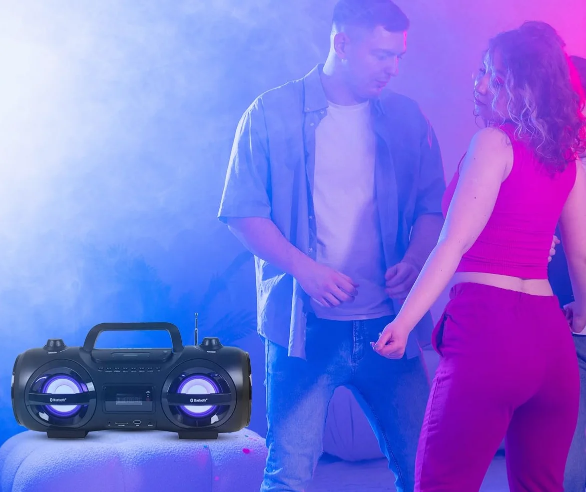 REFLEXION CDR900BT przenośny boombox Bluetooth radio FM MP3 USB SD CD 200 W czarny