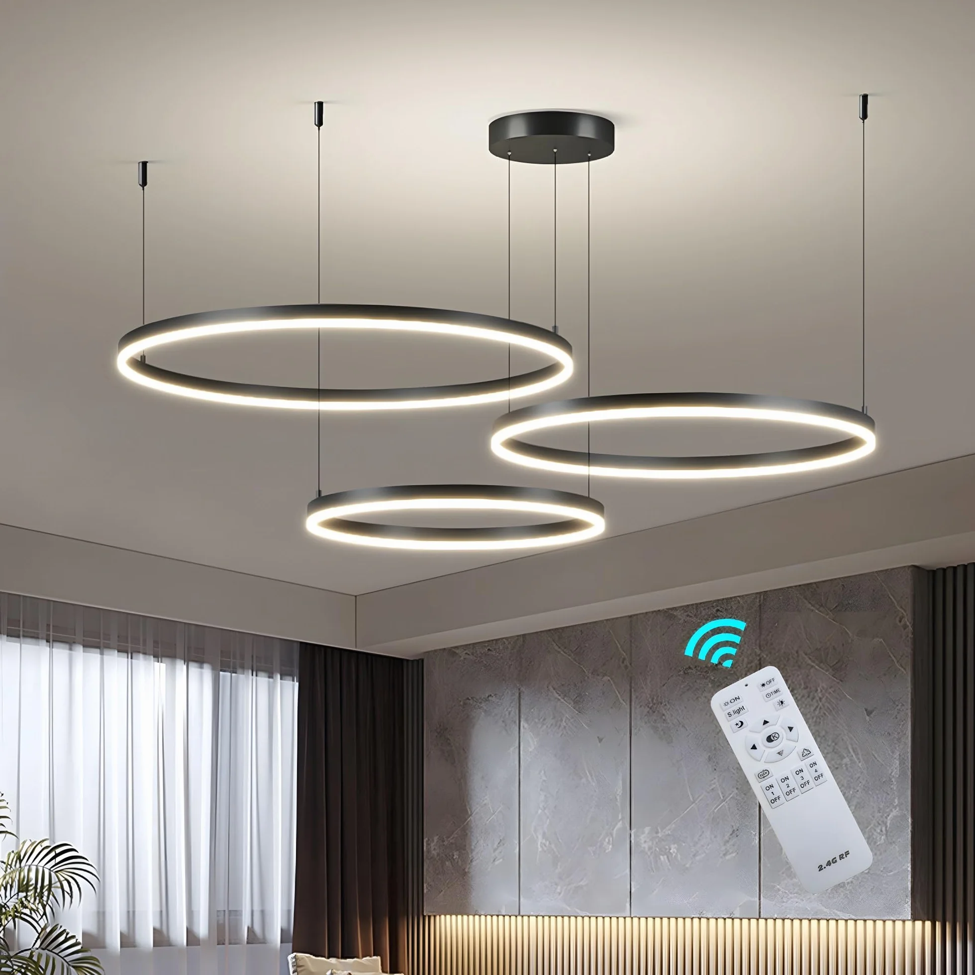 Nowoczesna Lampa Wisząca LED, Regulowany Żyrandol Sufitowy, Kreatywny Wisiorek Światła, Z Pilotem, Możliwość Ściemniania, Do Salonu, Kuchni, Restauracji