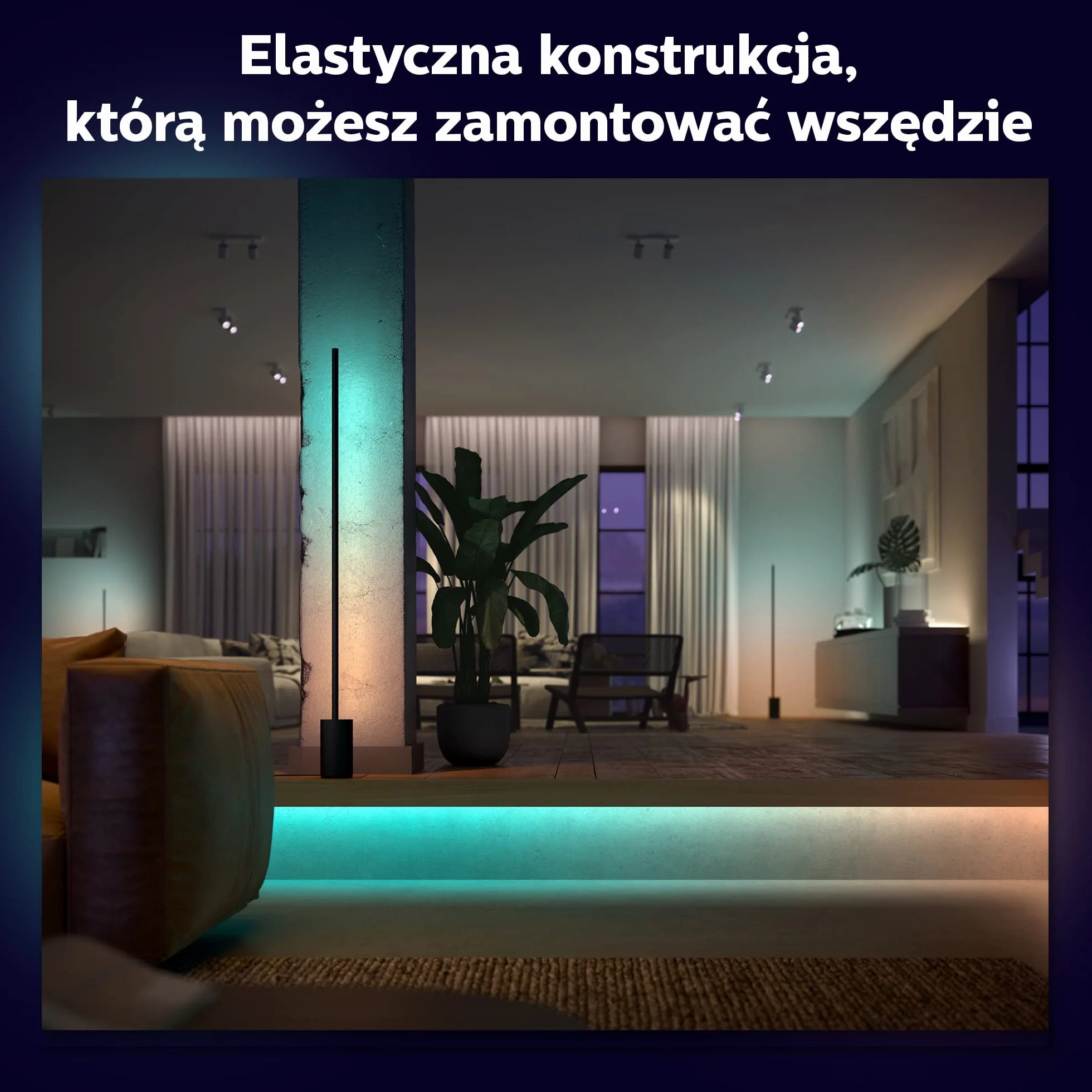Philips Hue Taśma White and Color Ambiance - Pasek LED Gradient (baza, 2m) 16 mln Kolorów, Taśma LEDowa Smart LED z Możliwością Przyciemniania