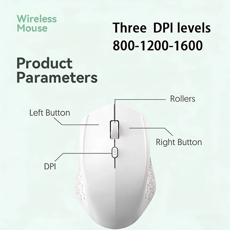 Mysz bezprzewodowa Dual Mode 2,4G USB Bluetooth Ergonomiczna Regulowane DPI 800/1200/1600