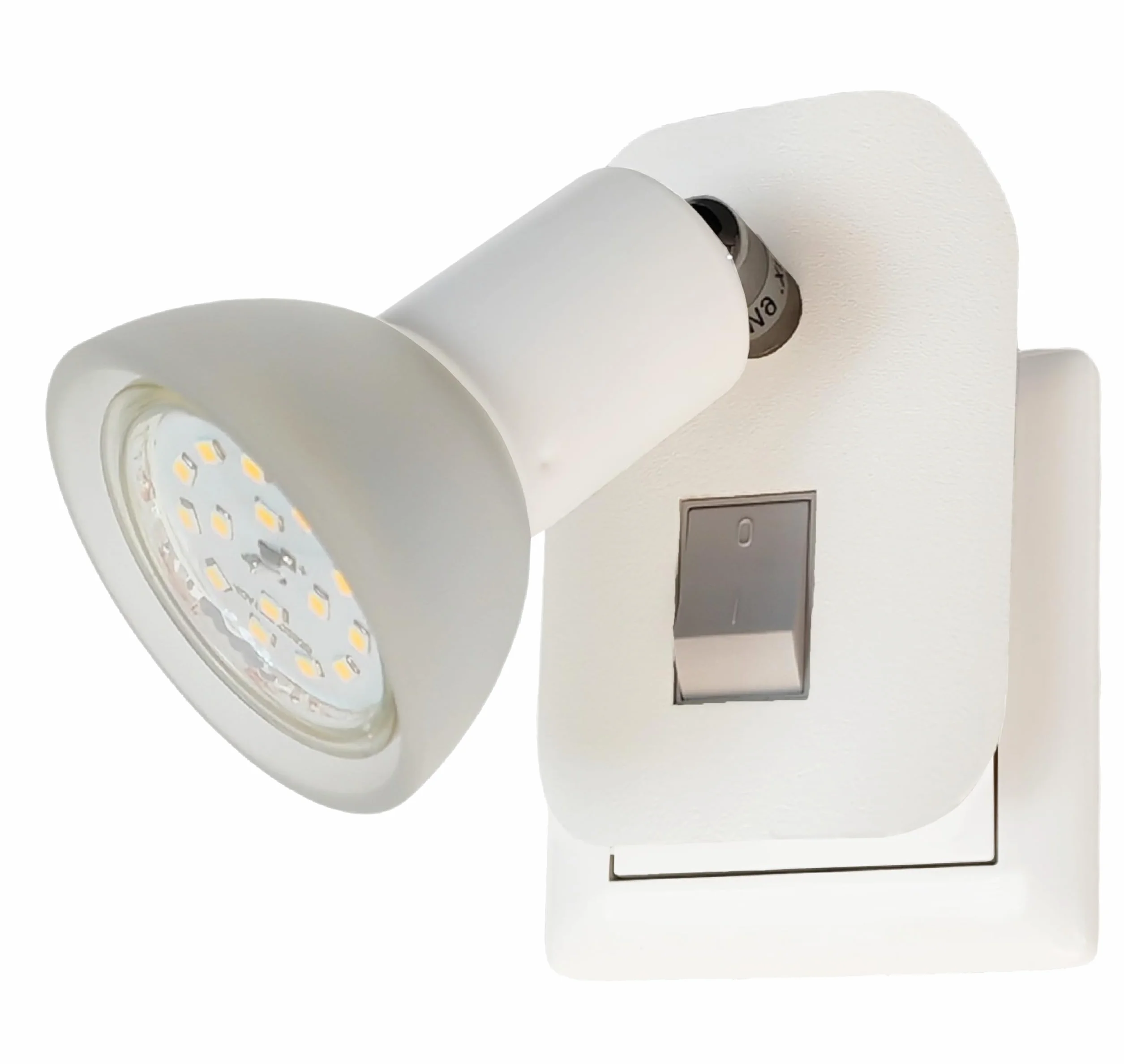 Trango Lampa wtykowa LED 11-046 w kolorze białym ze szklanym kloszem, lampka nocna z wtyczką wraz z 1 x GU10 3000 K ciepła biel żarówka LED i przełącznik ON/OFF lampka do czytania, lampa ścienna,