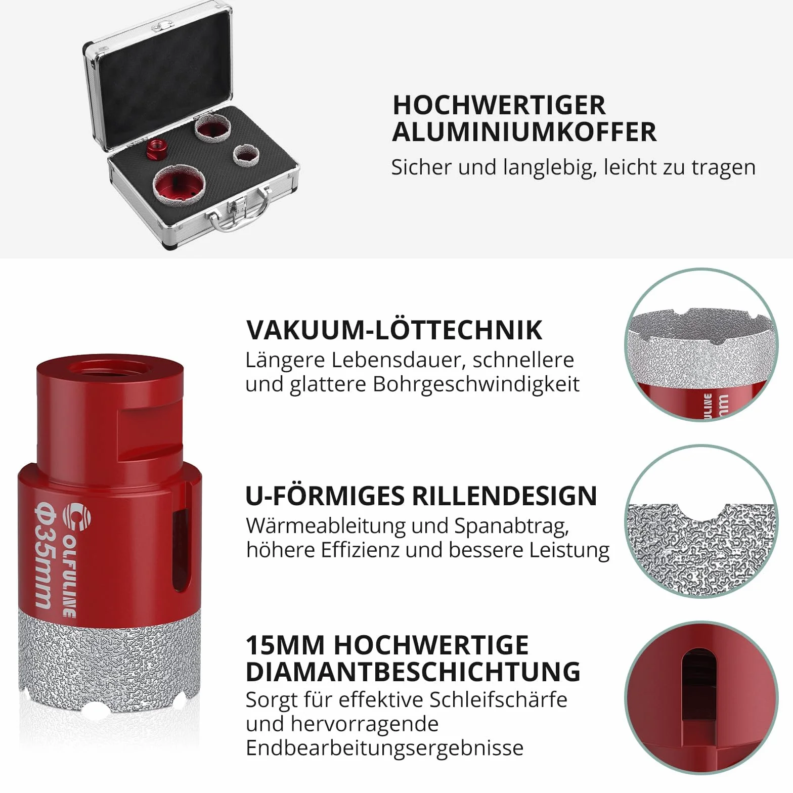 COLFULINE 4 szt. zestaw wierteł diamentowych otwornica koronka wiertnicza