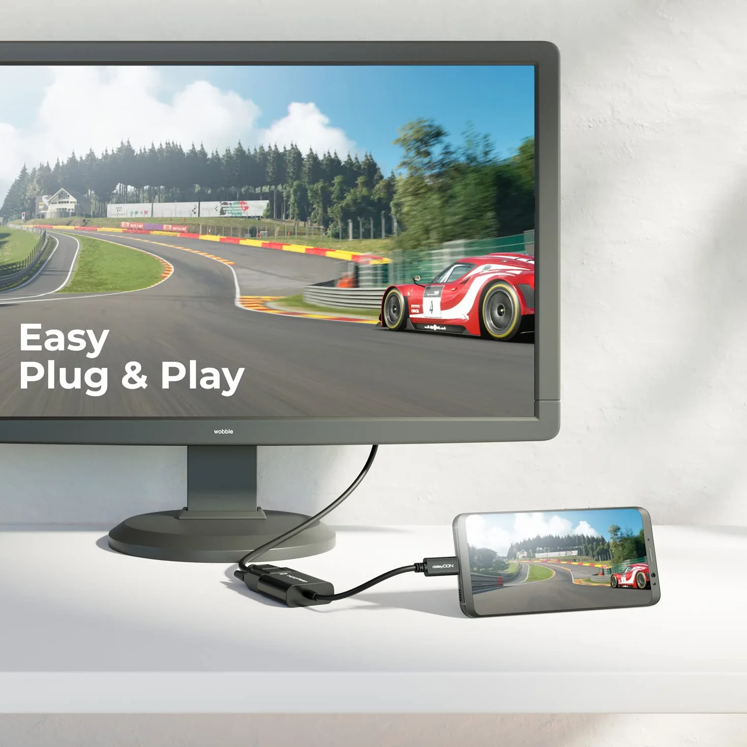 deleyCON Konwerter USB C na VGA 1200p Dual WUXGA Męski Żeński Czarny