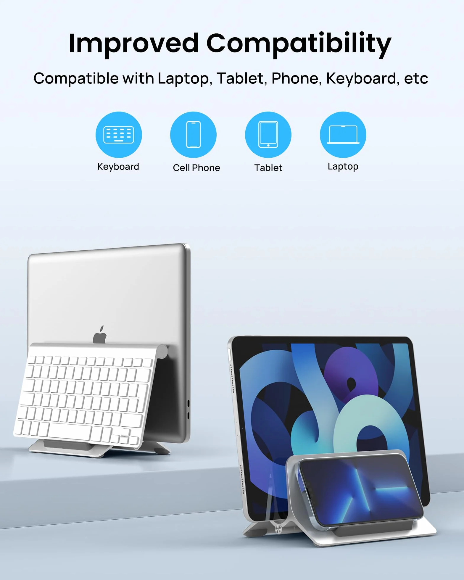 SODI Pionowy Stojak na Laptop z Automatyczną Blokadą Grawitacyjną, Aluminiowy Stojak do MacBooka i Laptopów