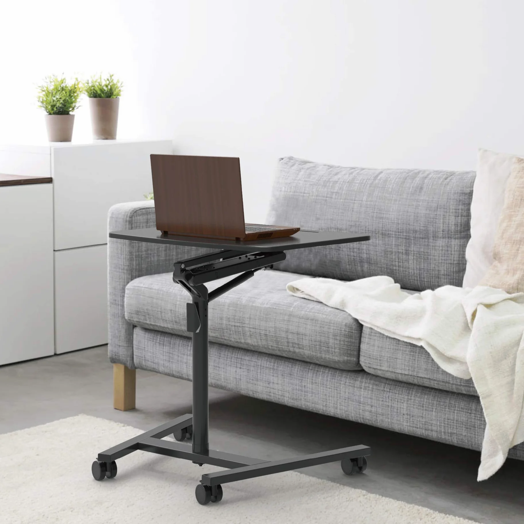 Duronic WPS37 Stojak na laptopa rzutnik lub projektor | mobilne biurko do 10 kg | hydrauliczna regulacja wysokości | praca stój siedź home office | kółka z blokadą | podium mównica do prezentacji