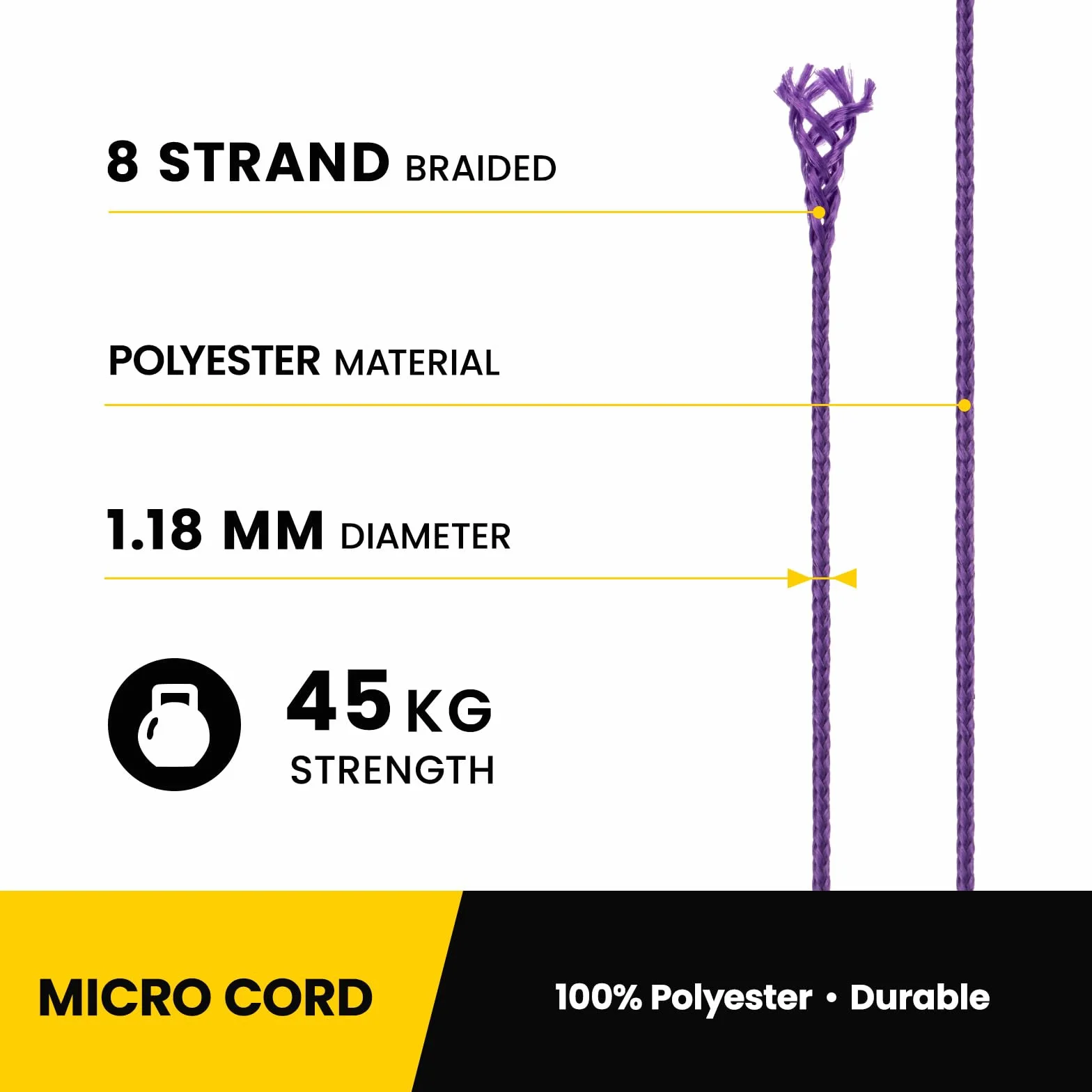 Mikro Sznurek 1.18mm Paracord Pleciony Linka 30m Szpula do Bransoletek, Biżuteria, Rzemiosło | Wsparcie 45kg | Fioletowy