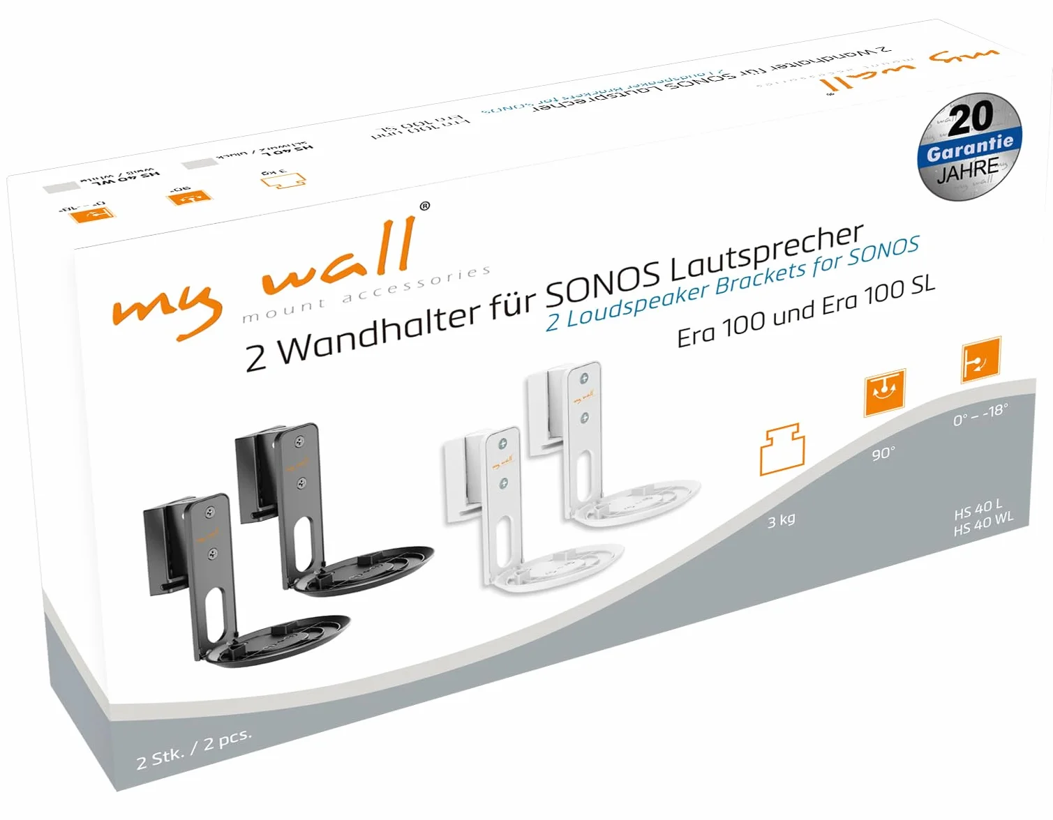 Sonos Era100 HS40WL uchwyt ścienny uchylny obrotowy zarządzanie kablami
