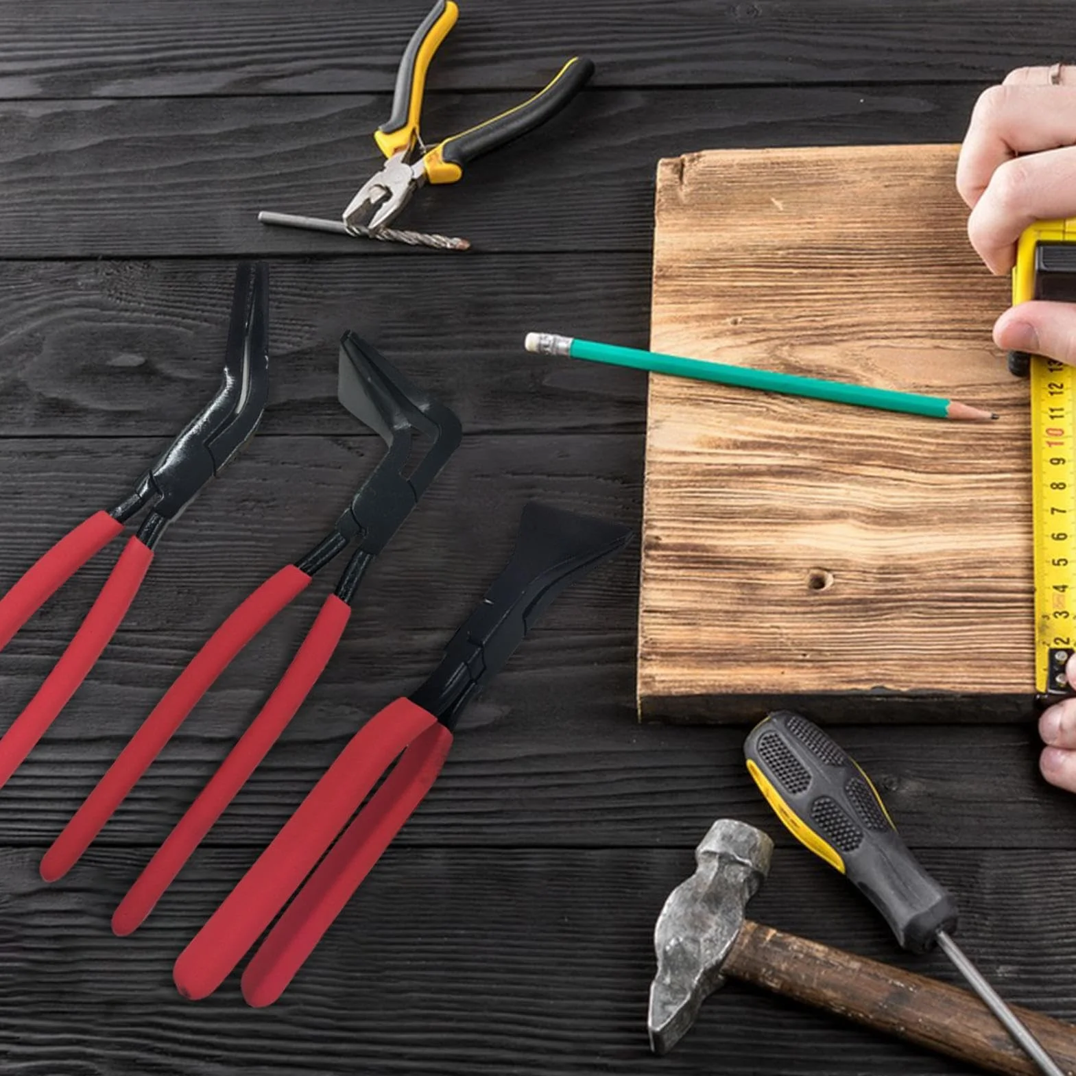 Zestaw Cęgów Blacharskich 3 Sztuki Ręczna Zaginarka i Zacisk Do Szewów | Ergonomiczne Narzędzie do Zaginania Blachy Do Napraw Samochodów Budowy Mebli Prac Hydraulicznych I Pokryć Dachowych