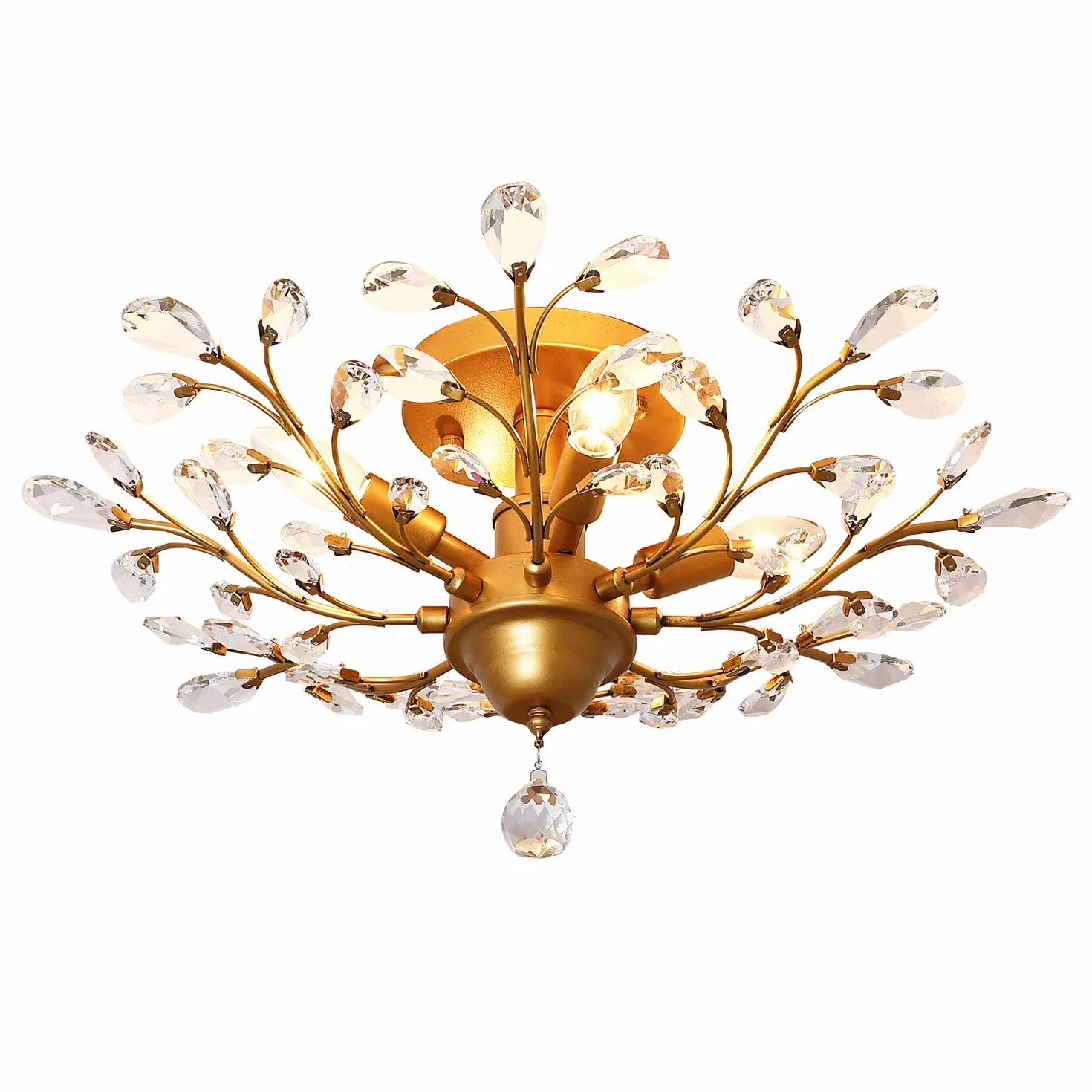 Garwarm 4 światła vintage kryształowe żyrandole lampy sufitowe LED światło kryształowe wiszące oświetlenie sufitowe oprawy oświetleniowe żyrandole oświetlenie do salonu sypialni restauracji ganku żyrandol (złoty)