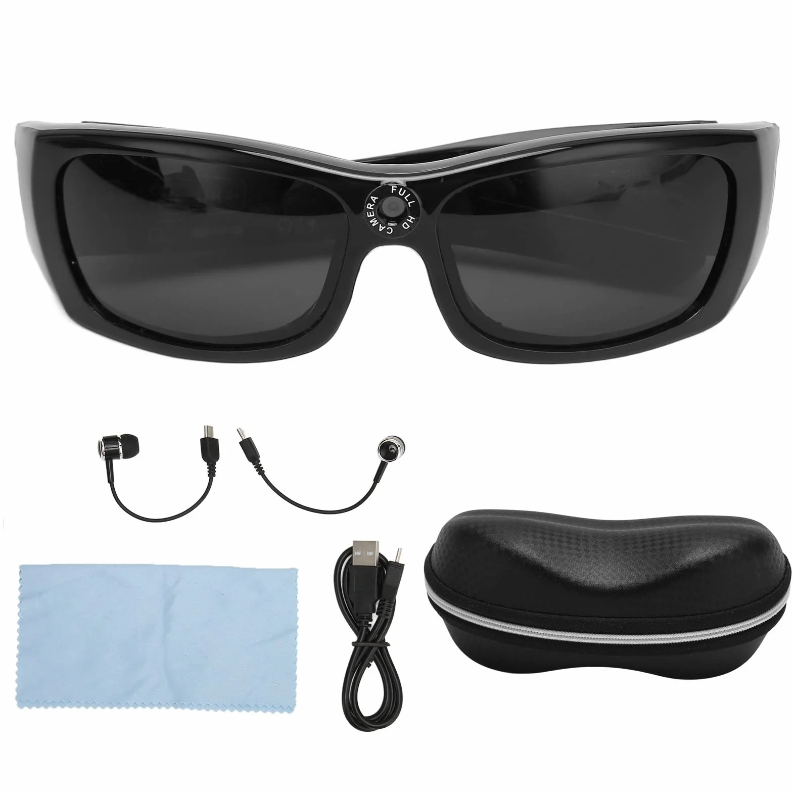 Okulary do Aparatu, Inteligentne Okulary 1080P Full HD, Obsługa do 128 GB z Bluetooth, Obsługa połączeń z muzyką Wideo Okulary Przeciwsłoneczne do Jazdy Konnej