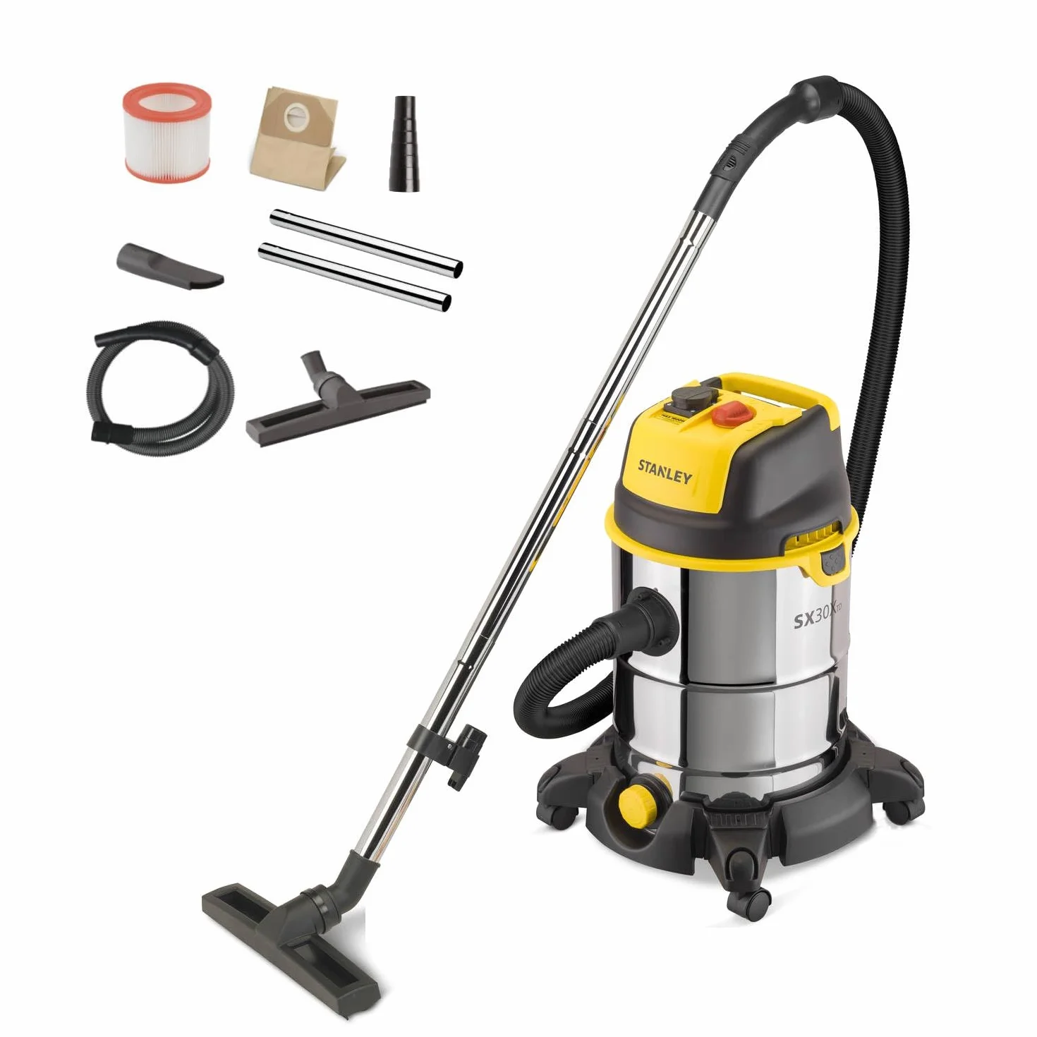 Stanley 51695 SXVC30XTDE Odkurzacz Do Pracy Na Mokro i Na Sucho, 1600 W, 30 L, Wielokolorowy