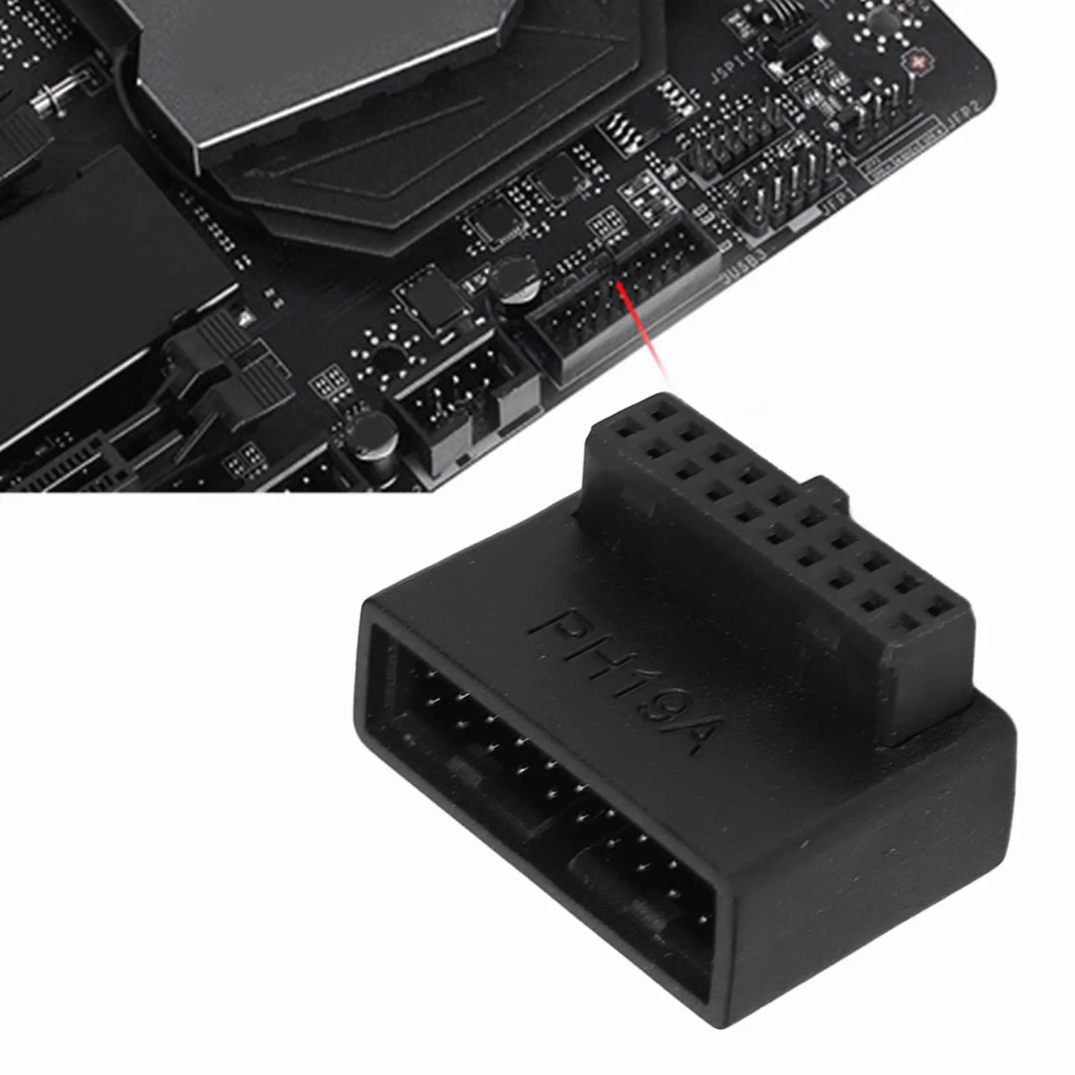 ASHATA USB 3.0 19/20Pin wtyczka 90 stopni przedłużacz do płyty głównej PH19A