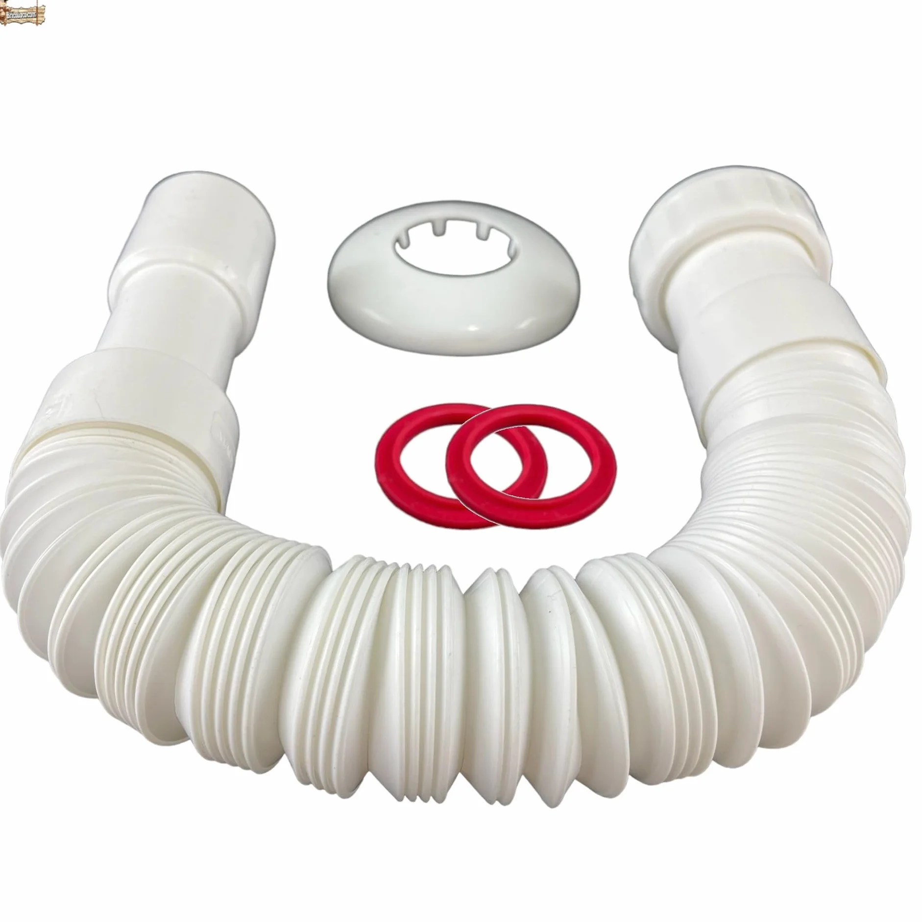 BricoLoco.com Elastyczny i rozszerzalny syfon spustowy. UNIWERSALNY 1-1/4" lub 1-1/2" i wyjście 32 lub 40 mm. Do umywalki, zlewu, bidetu, łazienki lub kuchni. Biały wąż spustowy. (3)