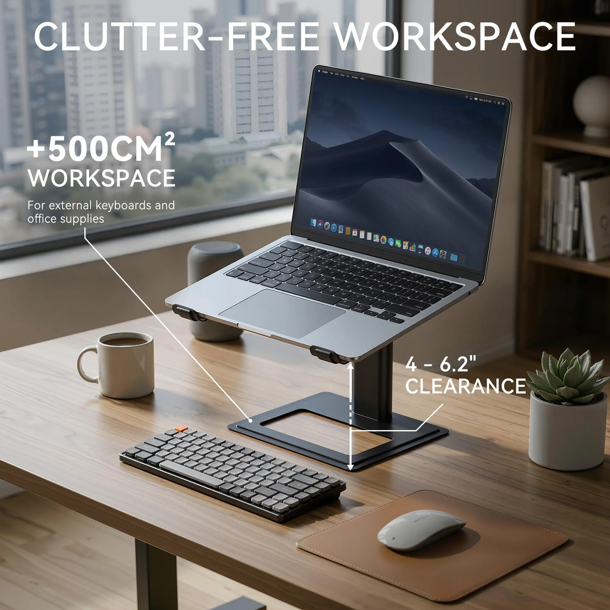 SOUNDANCE Regulowany stojak na laptopa na biurko ergonomiczny 10-17,3 cala czarny