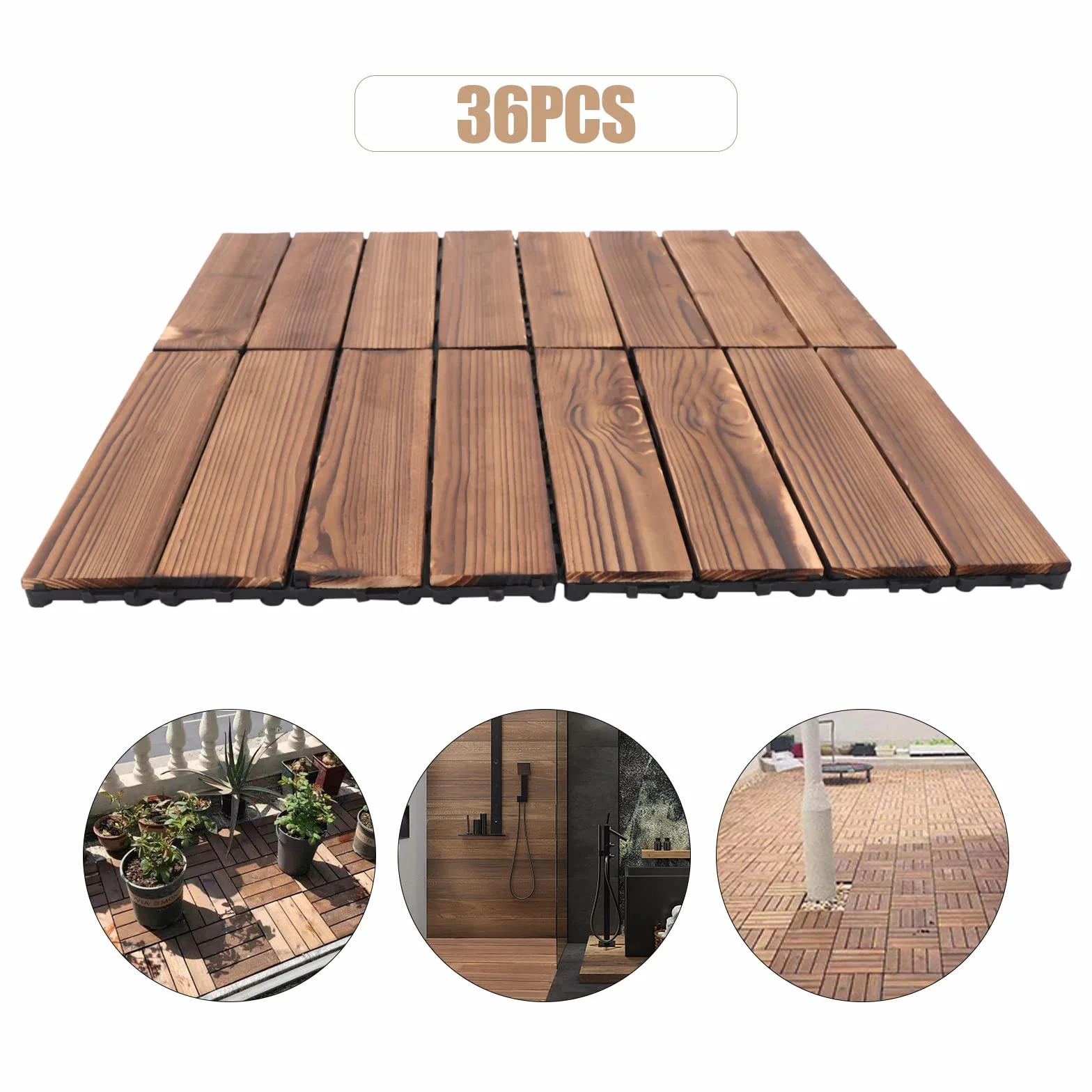 Płytki tarasowe z twardego drewna, 36 sztuk, 30 x 30 cm, do ogrodu, patio, na balkon, do użytku na zewnątrz, brązowe