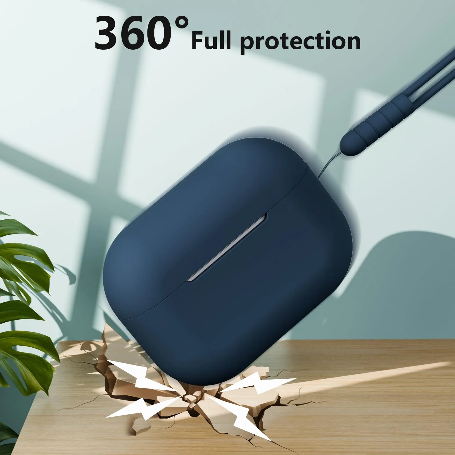 Silikonowe Etui Ochronne do AirPods Pro 2, Niebieski (Midnight), z Zestawem do Czyszczenia i Smyczą