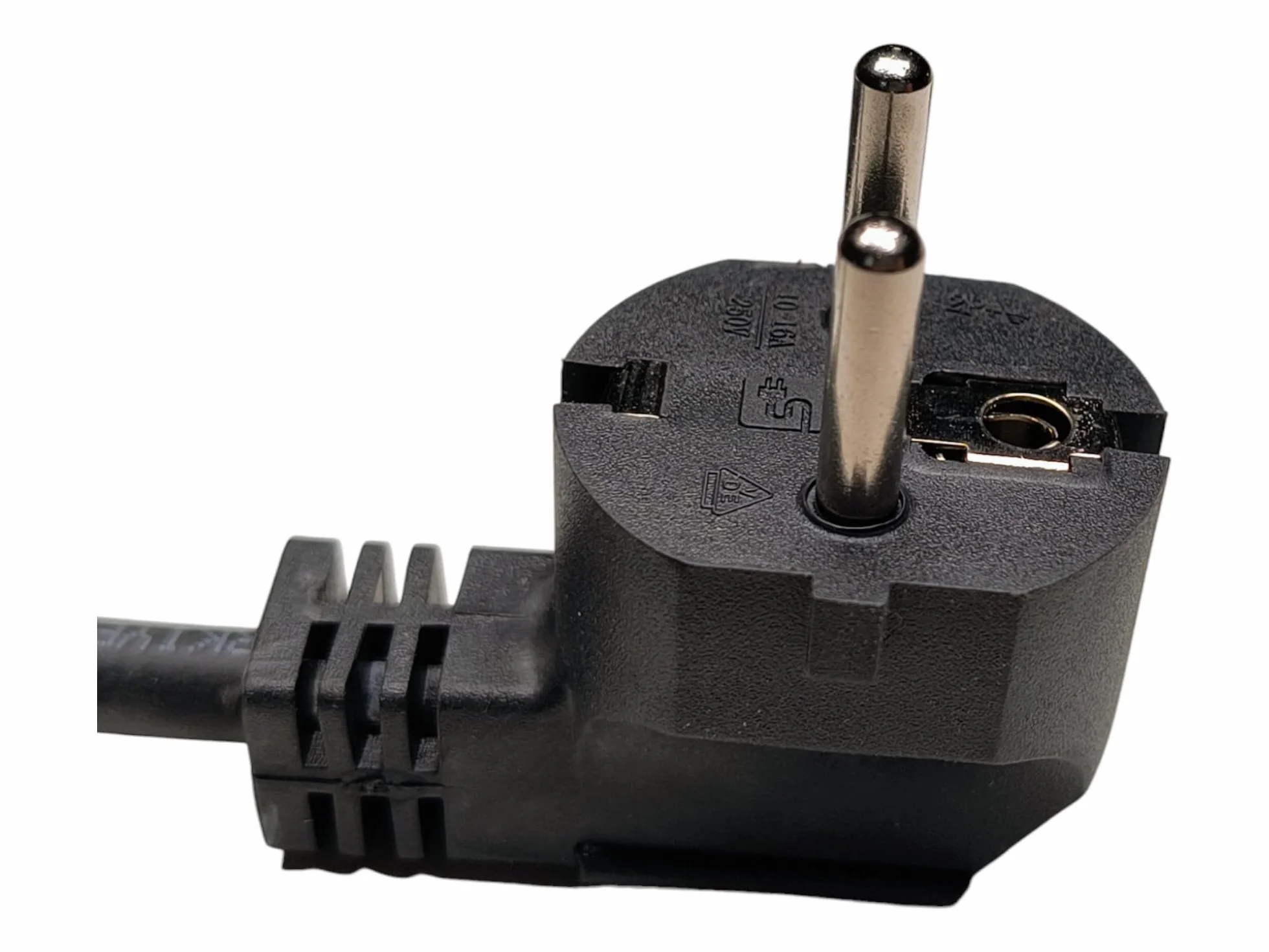 Kabel Zasilający z Tulejkami, 2 Metry, 230V, 16A, IP20, Kabel Przyłączeniowy z Wtyczką Schuko, Kabel Zasilający Ze Stykiem Ochronnym, Kabel Przejściowy z Tulejkami, Czarny
