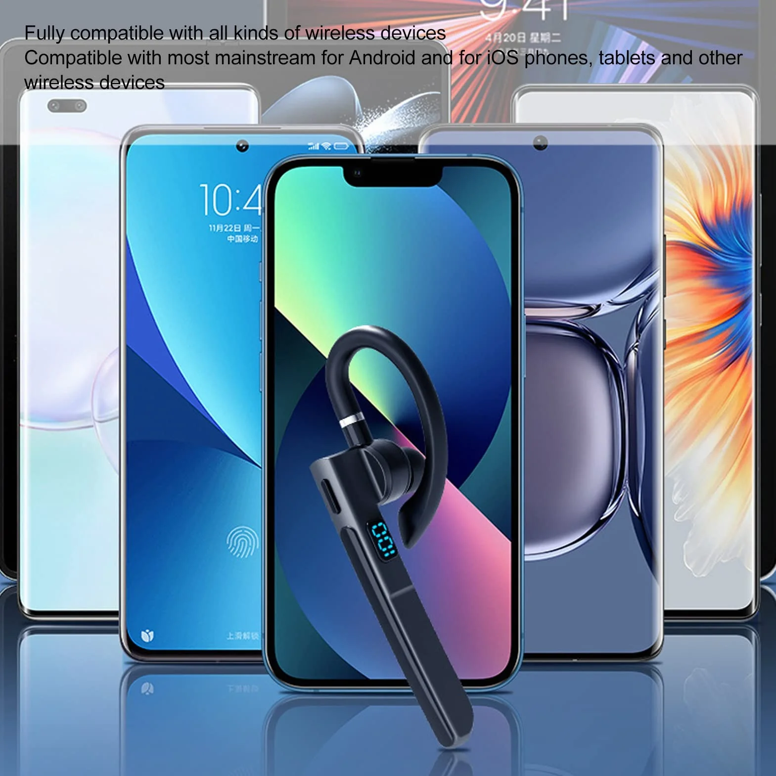 Bezprzewodowa Słuchawka Bluetooth 5.3 IPX7, Ładowanie Typu C, Zestaw Głośnomówiący Stereo HIFI