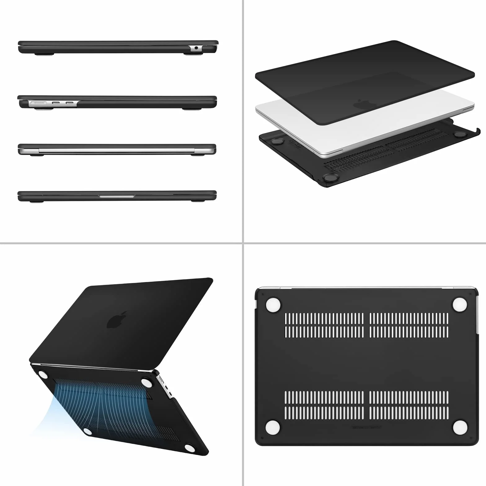MOSISO Etui kompatybilne z MacBook Air 33.0 cm 2022-2026, twarda obudowa z tworzywa sztucznego, czarna