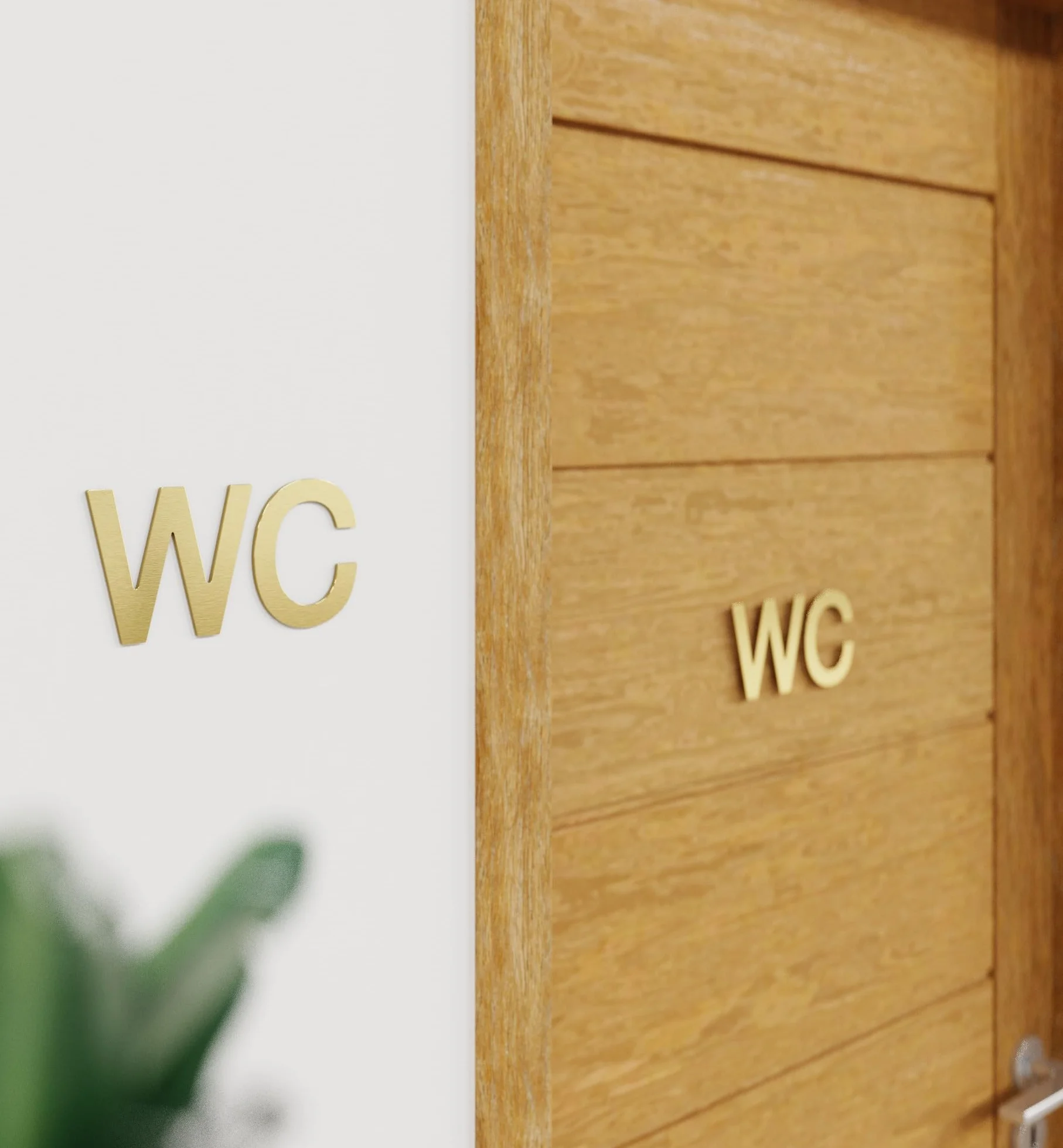 Mosiężna tabliczka WC – samoprzylepna i łatwa w pielęgnacji – designerska tabliczka WC SW-01-M