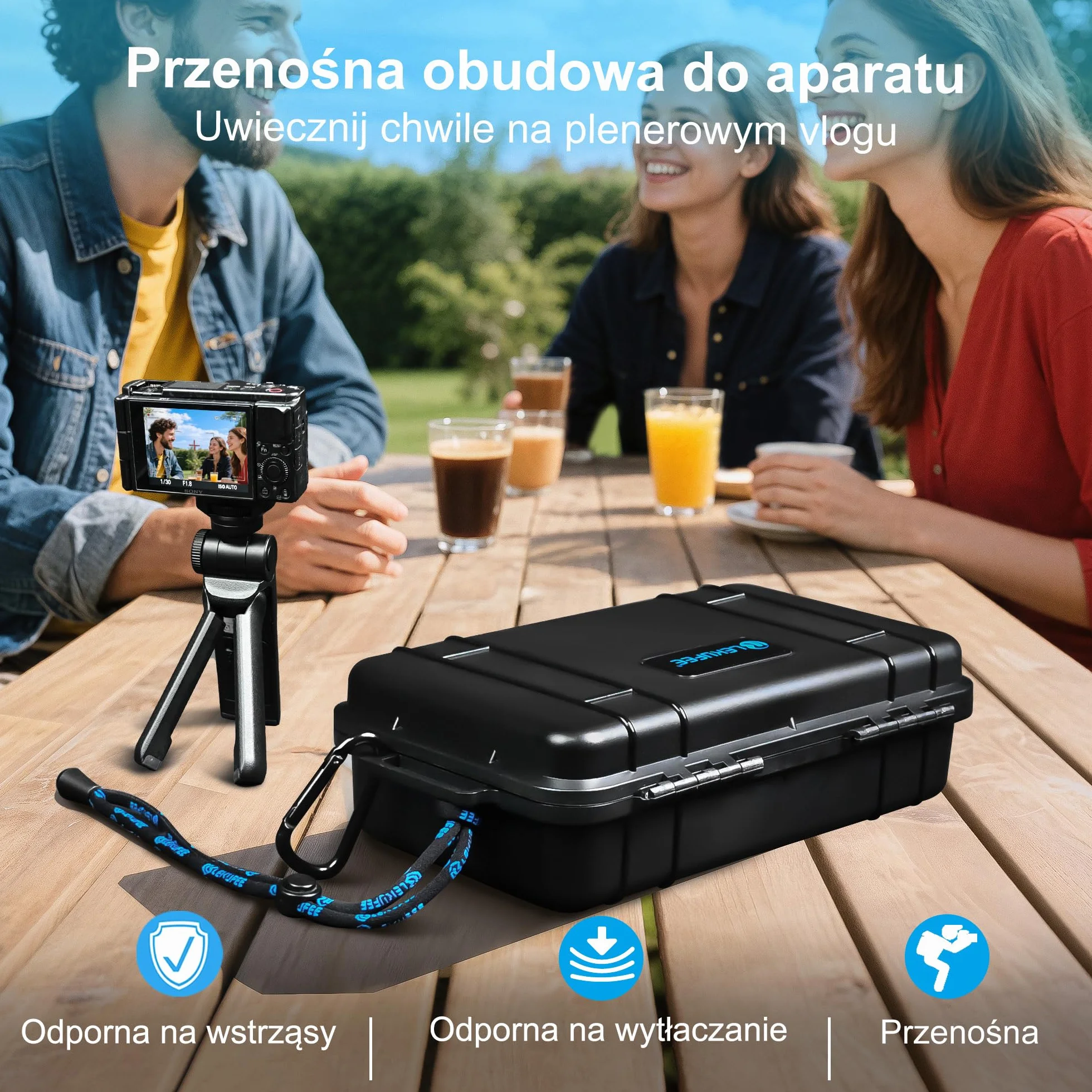 Lekufee Wodoodporna Twarda Walizka Podróżna do Sony ZV-1F, ZV-1, ZV-1 II, Kamery Vlog, Baterii i Akcesoriów