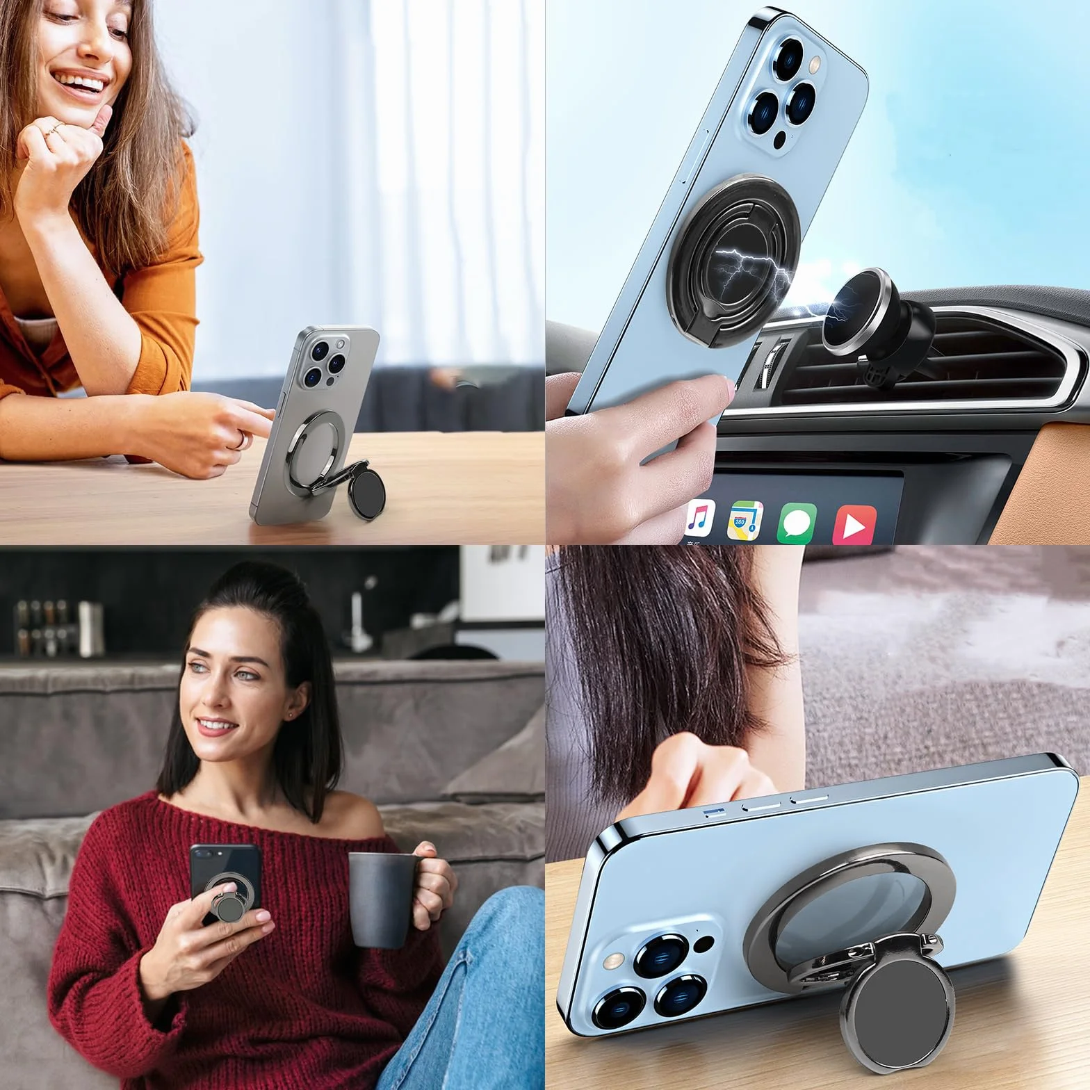 Magnetyczny Uchwyt na Telefon Magsafe Obracany 360° do iPhone 15/14/13/12 Android Samsung