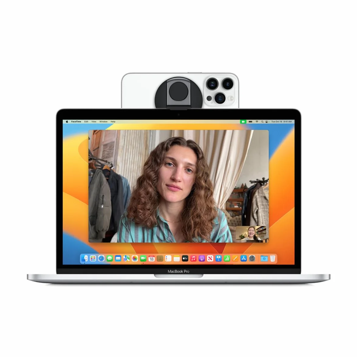 WANGCL Uchwyt kamery Continuity Camera Mount do laptopa, magnetyczny uchwyt na telefon, pierścień do MagSafe iPhone